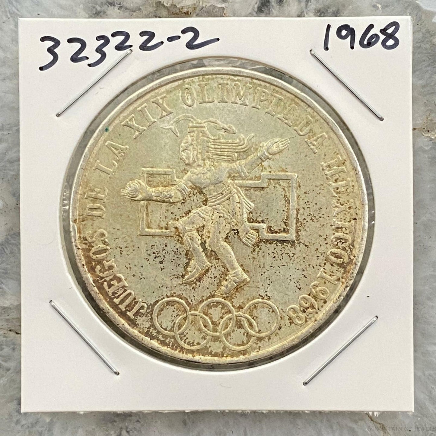 1968 Mexico XIX Olympic Games Aztec Ball Player 25 Pesos Silver Coin #32322-2