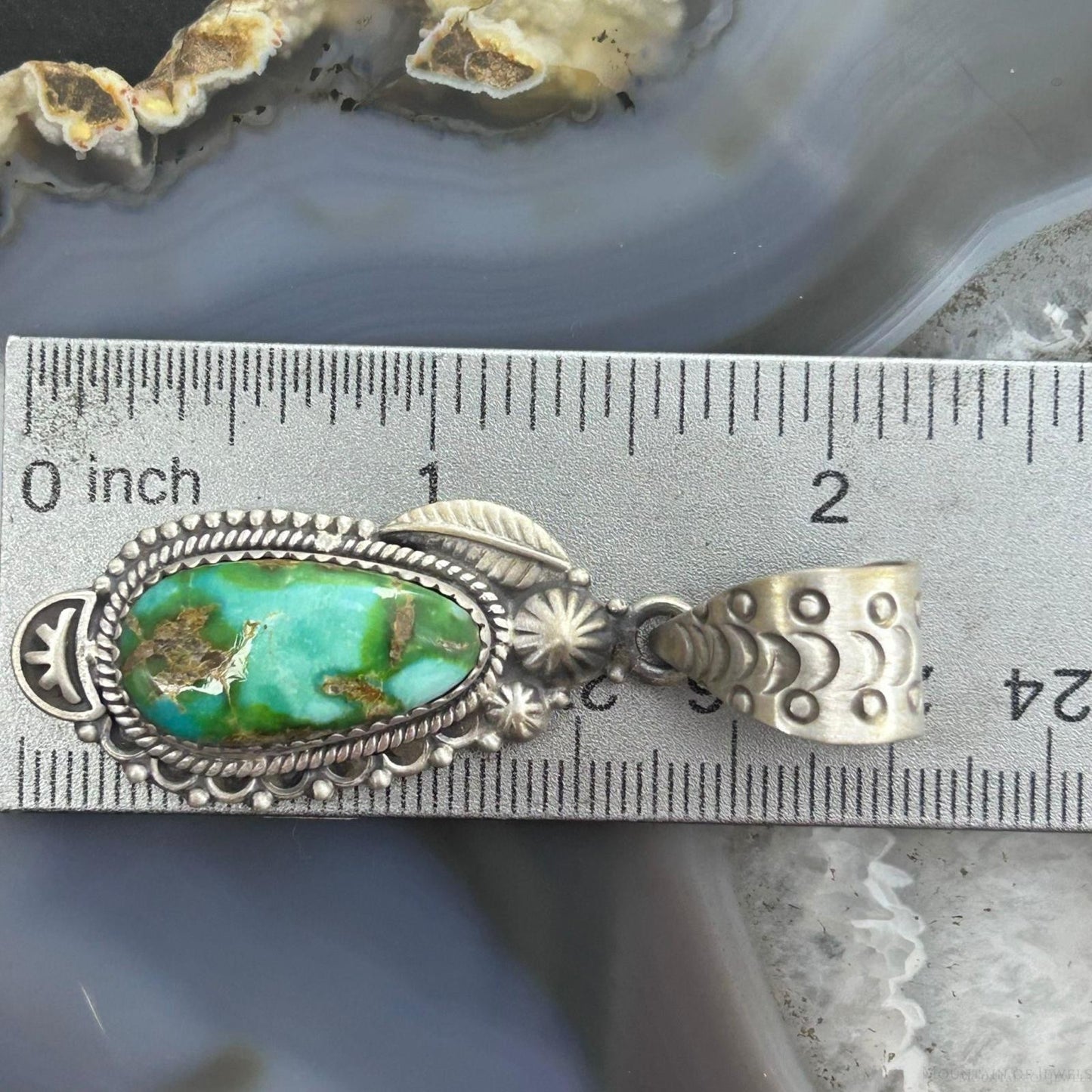 Sterling Silver Southwestern Style Sonora Gold Turquoise Decorated Pendant For Women #1