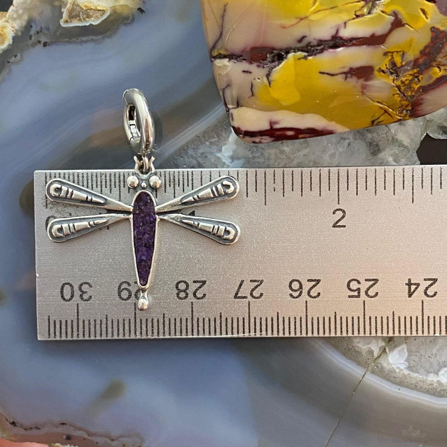 Carolyn Pollack Southwestern Style Sterling Silver Multistone Inlay Double Sided Dragonfly Pendant For Women