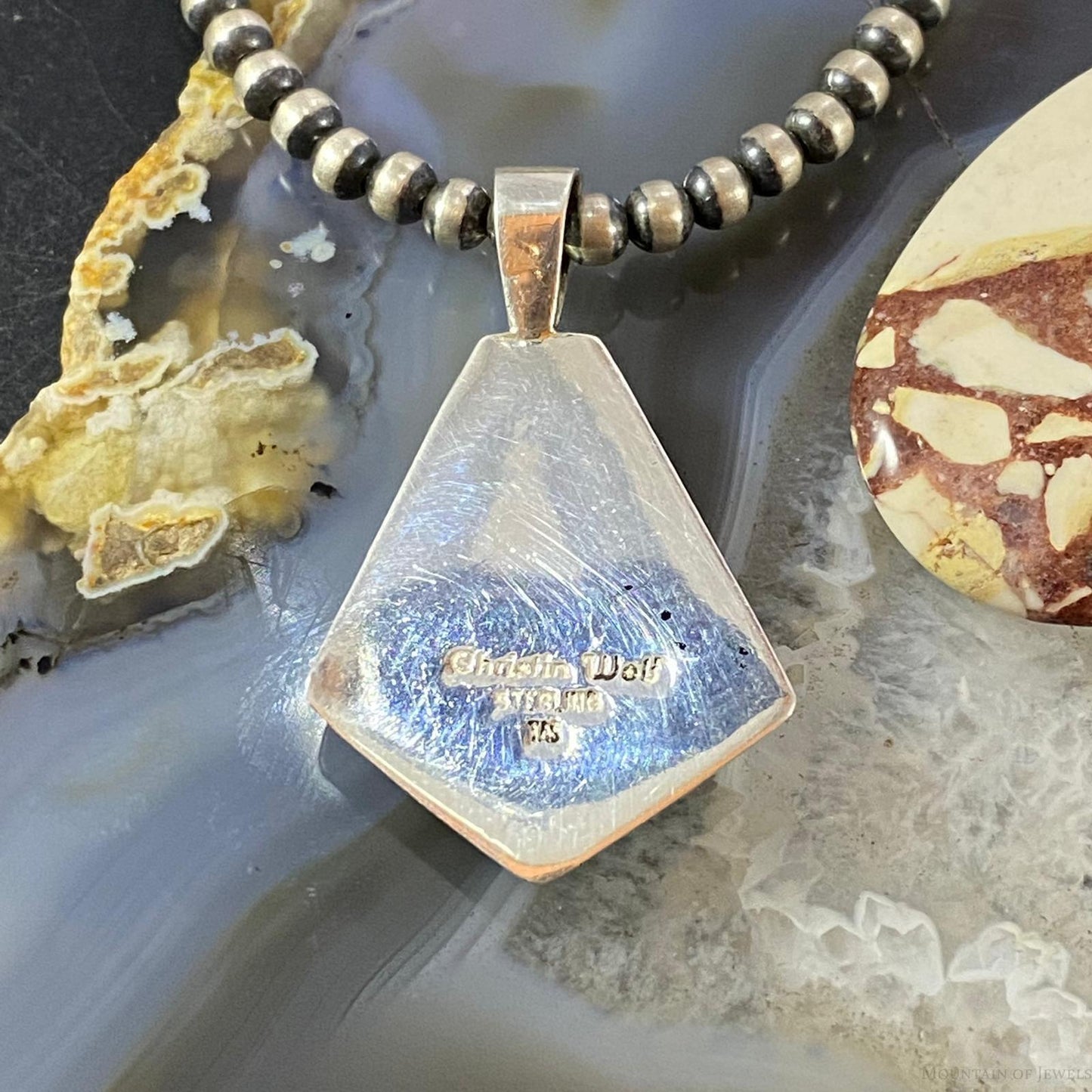 Christine Wolf Sterling Silver Turquoise & Opal Inlay Kite Pendant For Women