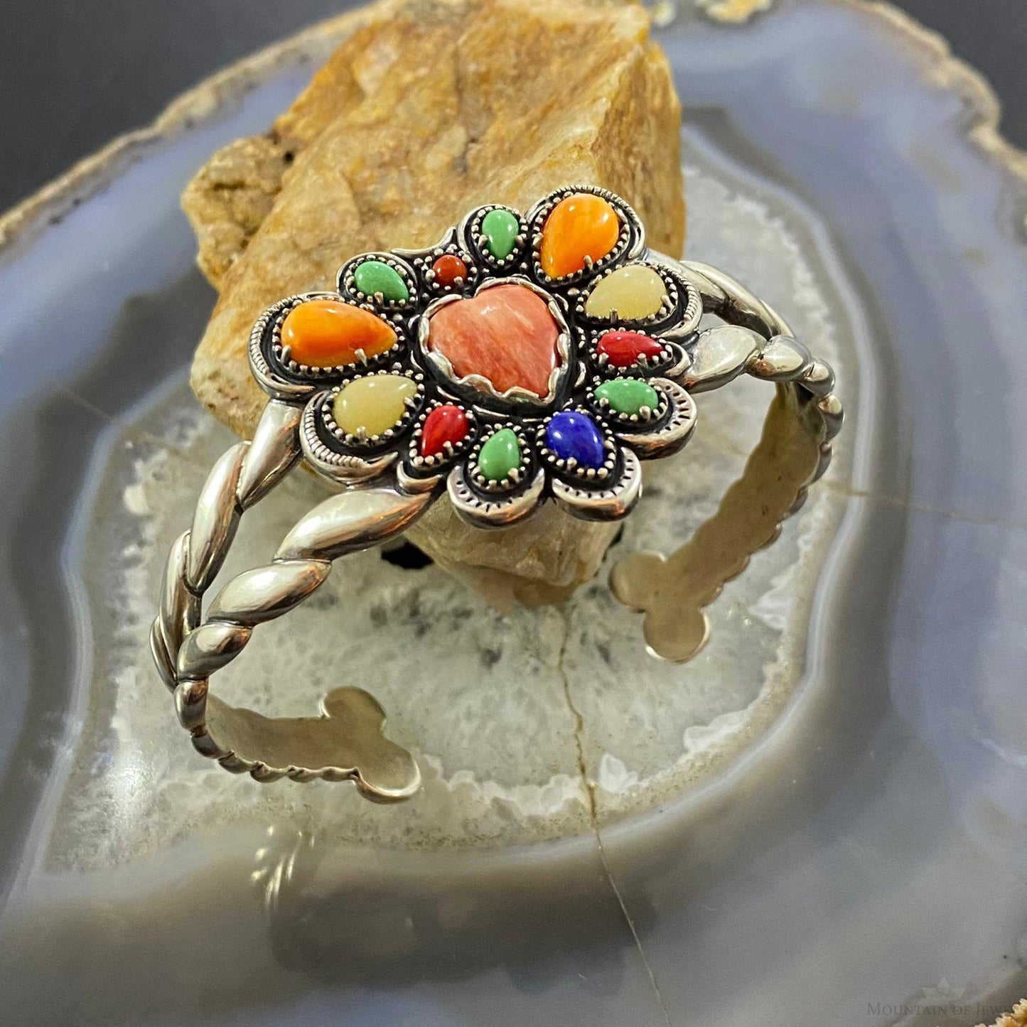 Carolyn Pollack Vintage Southwestern Style Sterling Silver Multistone Heart Bracelet For Women