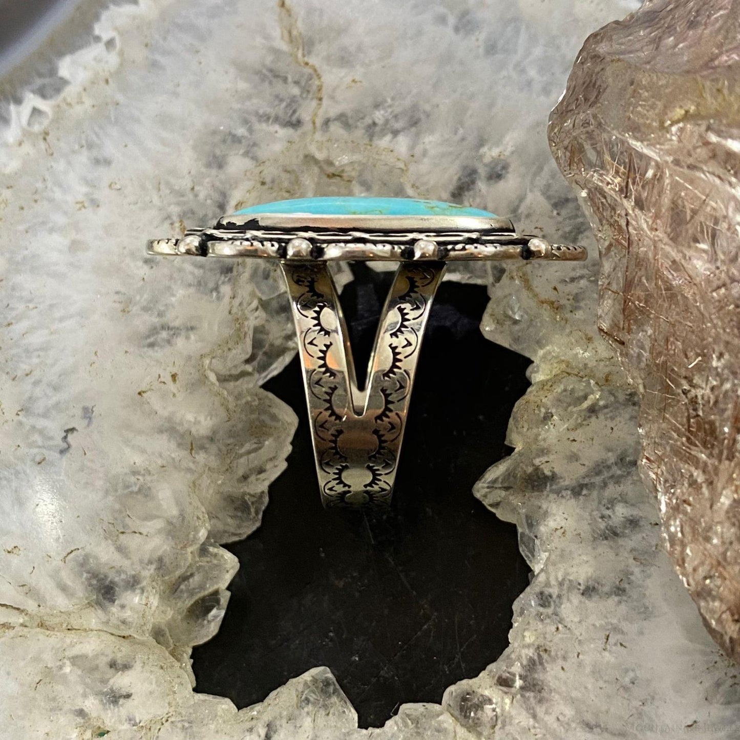 Carolyn Pollack Sterling Silver Marquise Turquoise Decorated Ring For Women, Variety of Sizes
