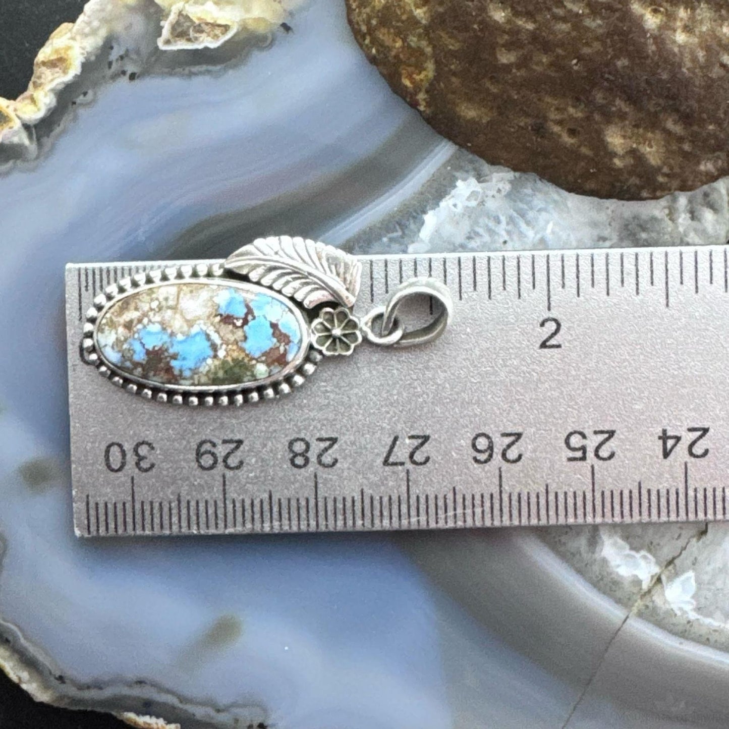 Sterling Silver Southwestern Style Oval Golden Hill Turquoise Pendant For Women
