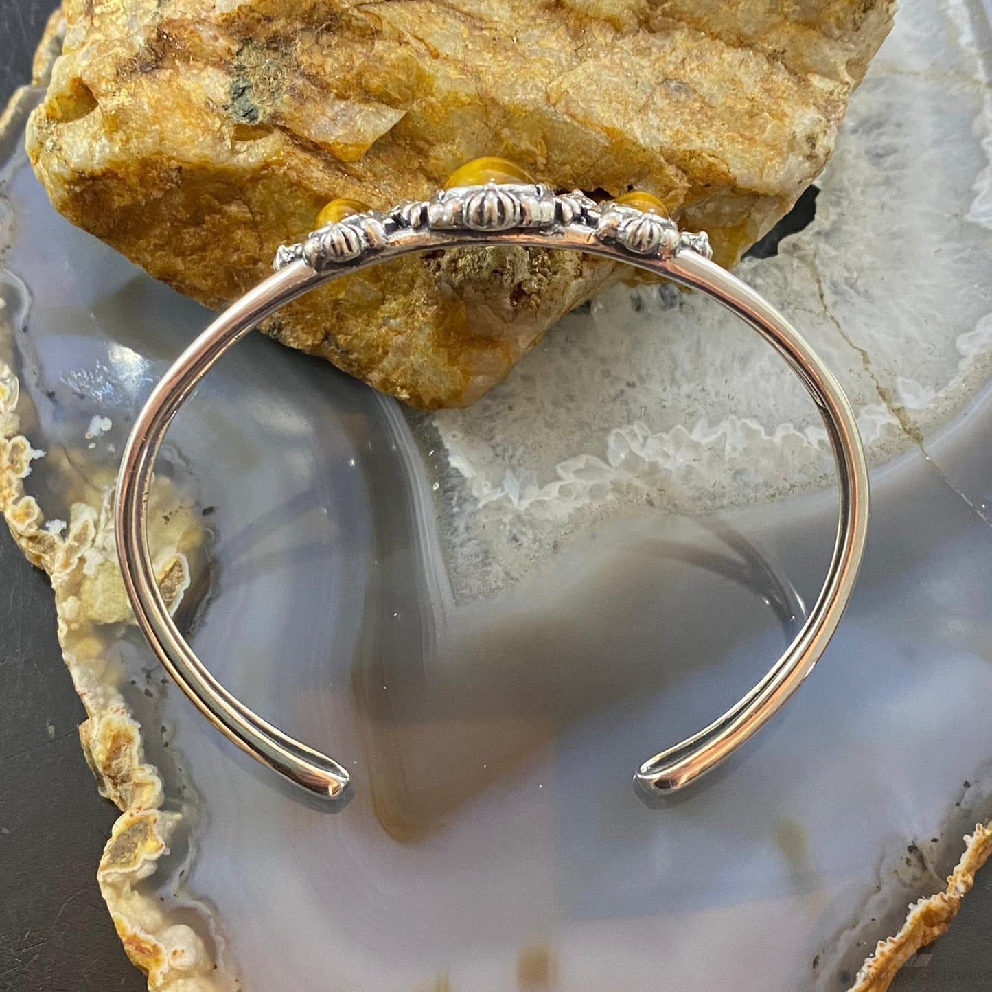 Carolyn Pollack Vintage Southwestern Style Sterling Silver Tiger Eye Decorated Bracelet