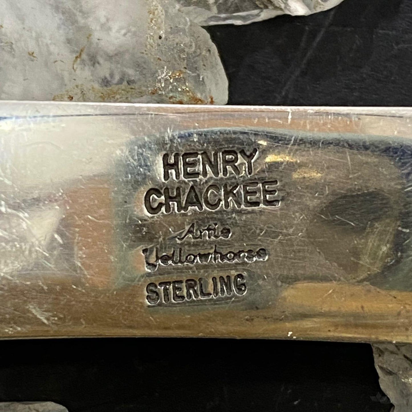 Artie Yellowhorse/Henry Chackee Sterling Silver Engraved Carinated Bracelet For Women