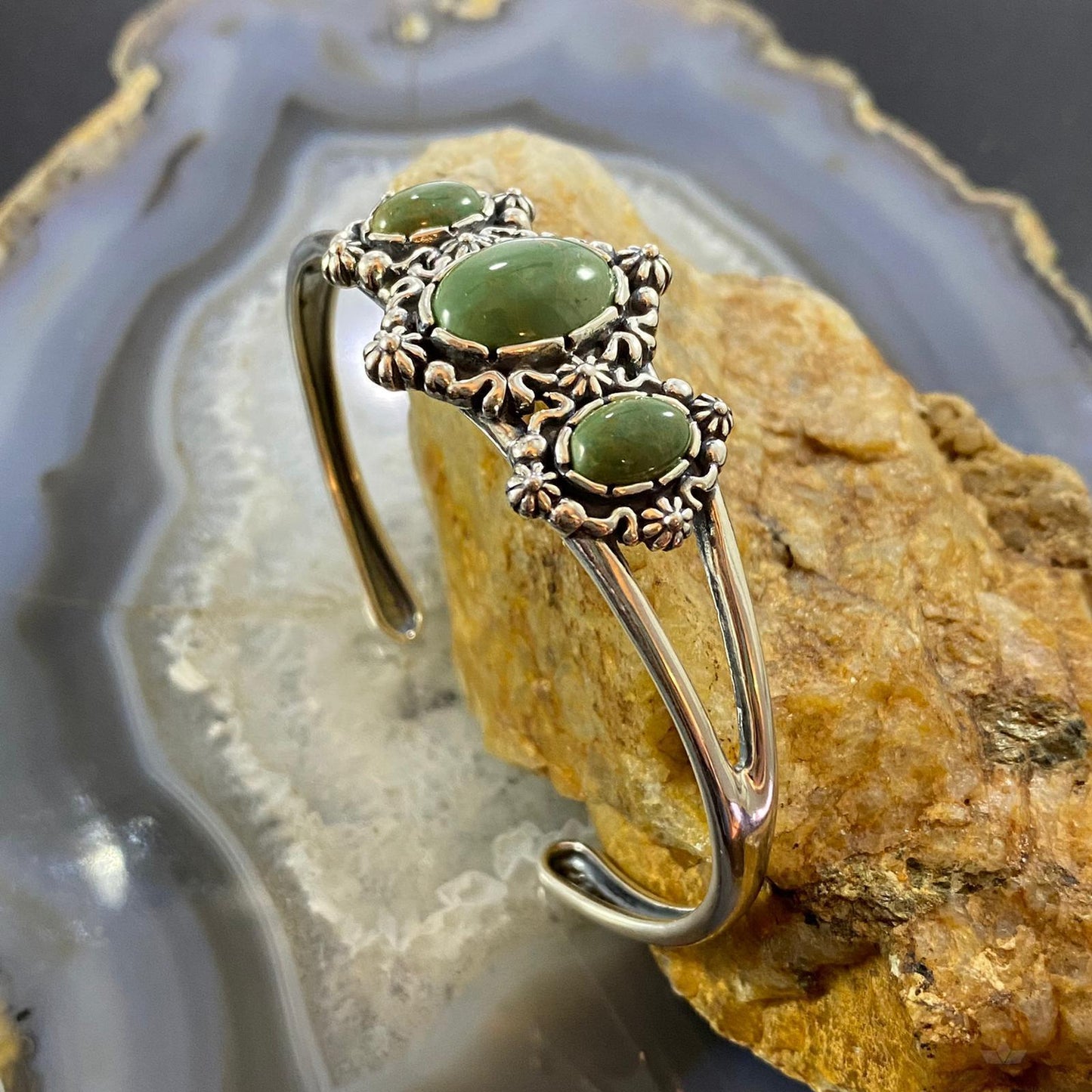 Carolyn Pollack Vintage Southwestern Style Sterling Silver Turquoise Decorated Bracelet