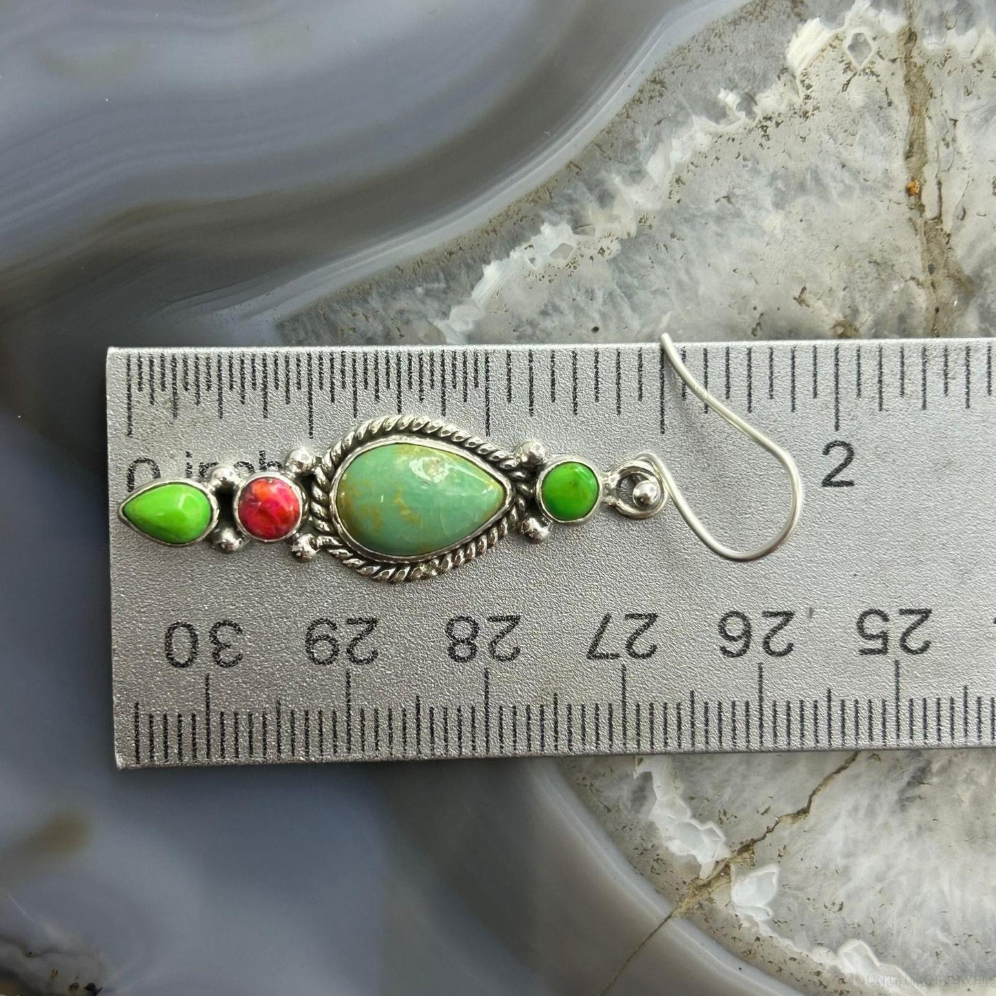 Sterling Silver Southwestern Style Multistone Dangle Earrings For Women #3