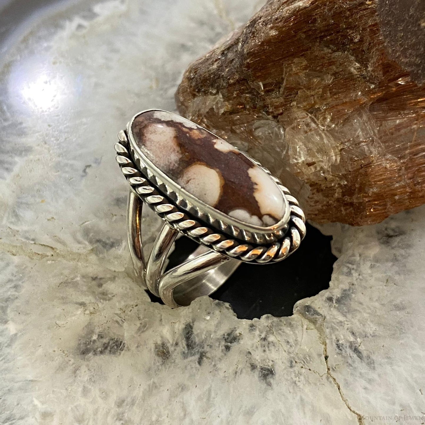 Native American Sterling Oval Wild Horse Decorated Ring Size 9.5 For Women