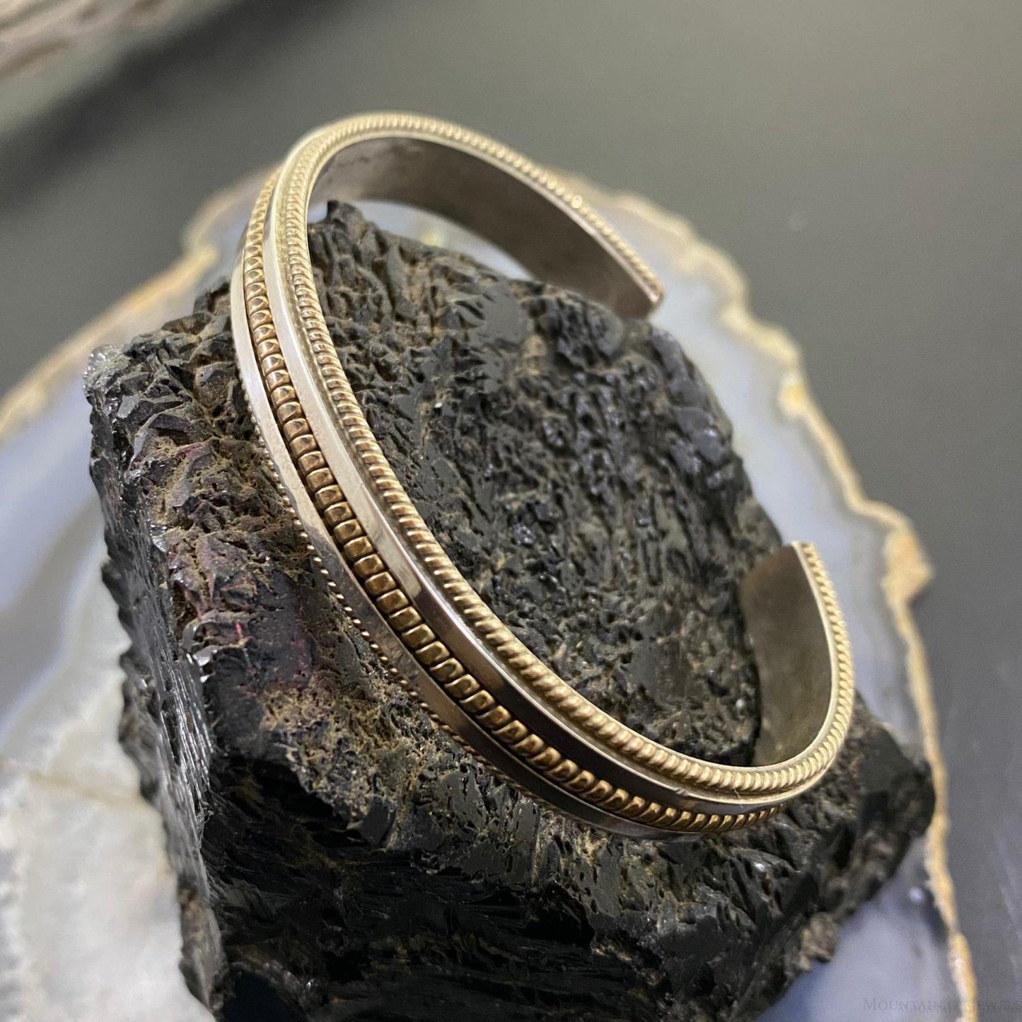 Vintage Native American Sterling Silver & Gold Filled Bracelet For Women