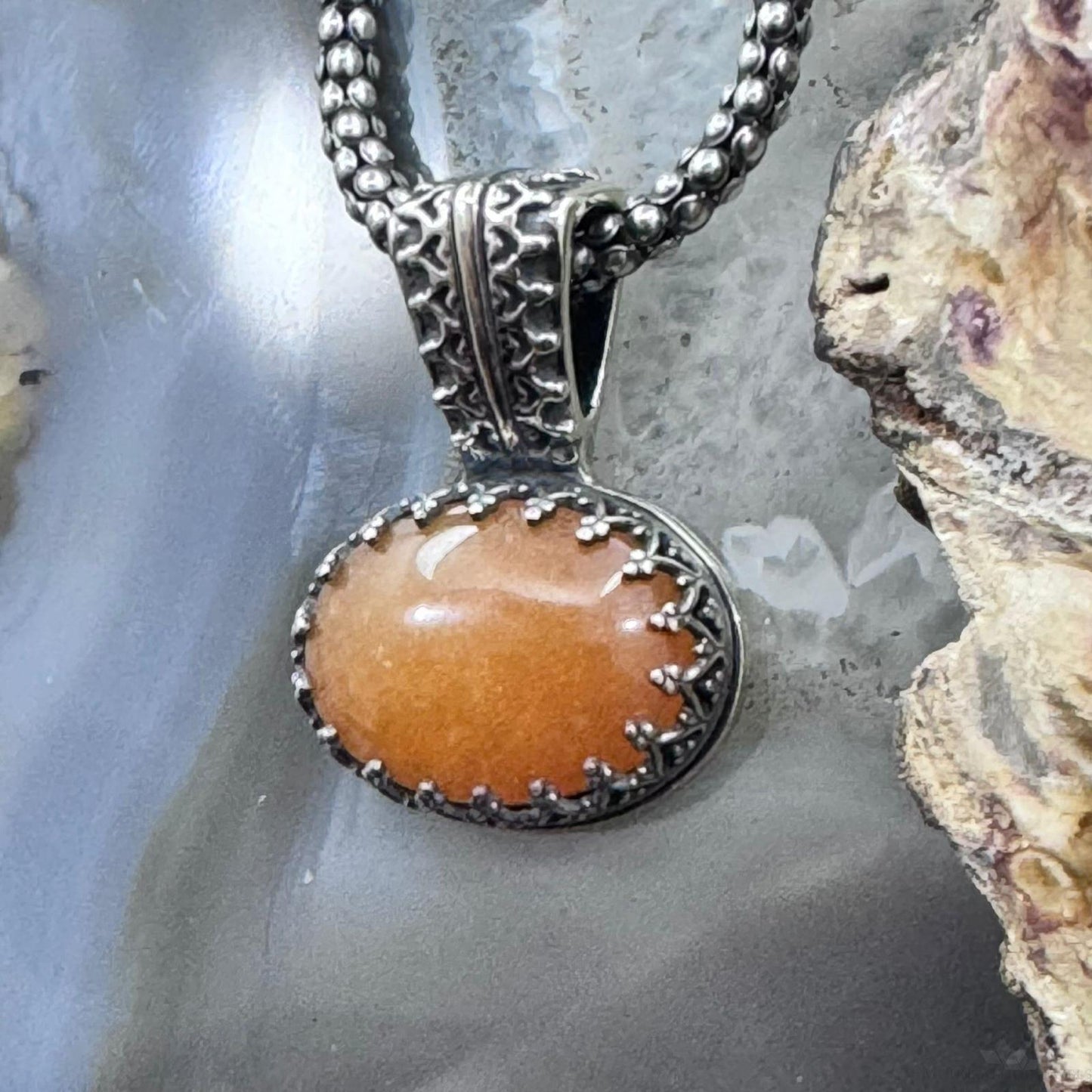 Carolyn Pollack Sterling Silver Oval Carnelian Country Couture Pendant With Necklace