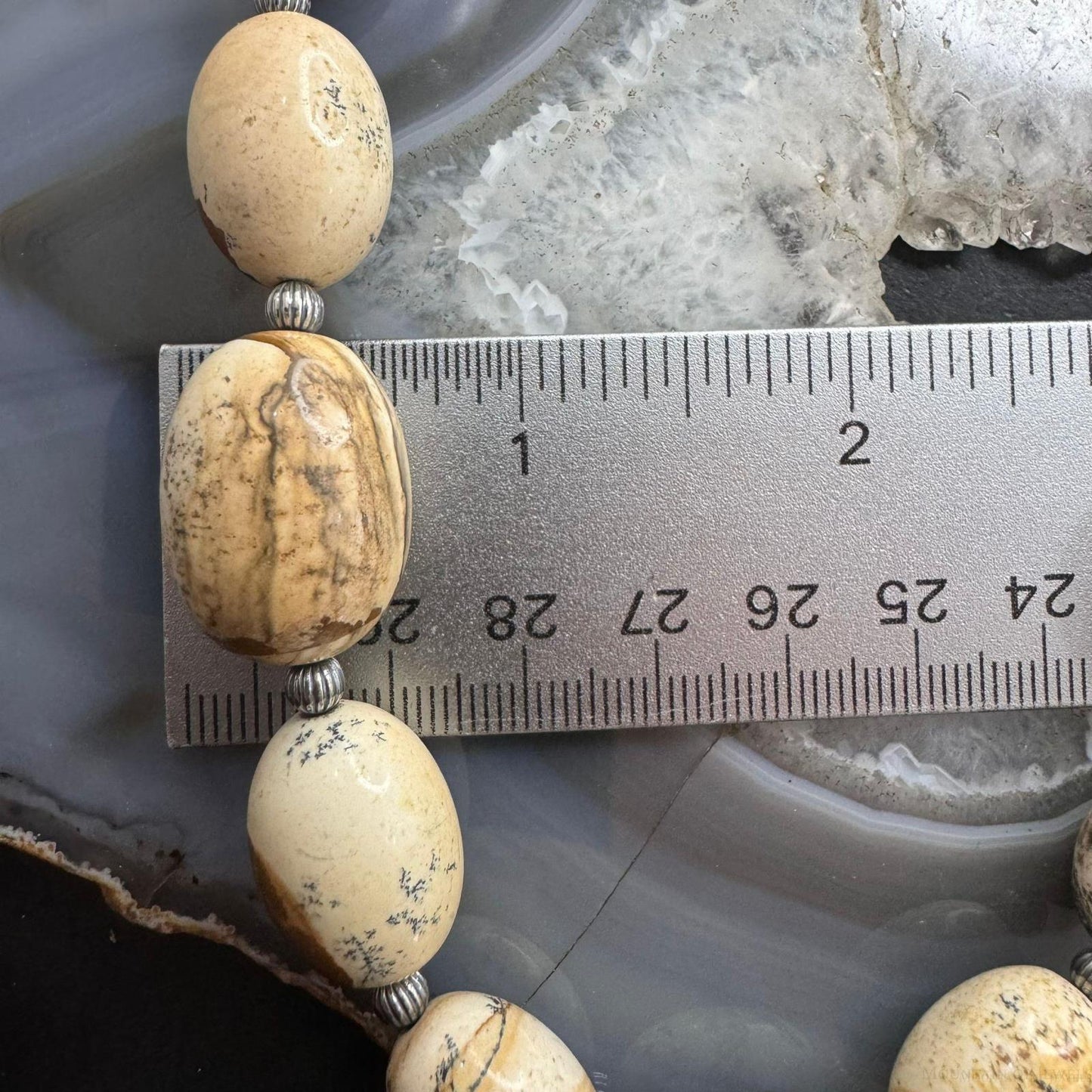 Carolyn Pollack Sterling Silver Egg Shape Picture Jasper Beaded Necklace For Women