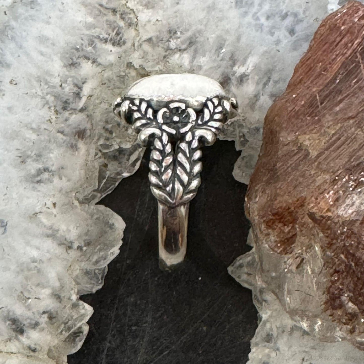 Carolyn Pollack Sterling Silver Oval Howlite Decorated Ring Size 8 For Women