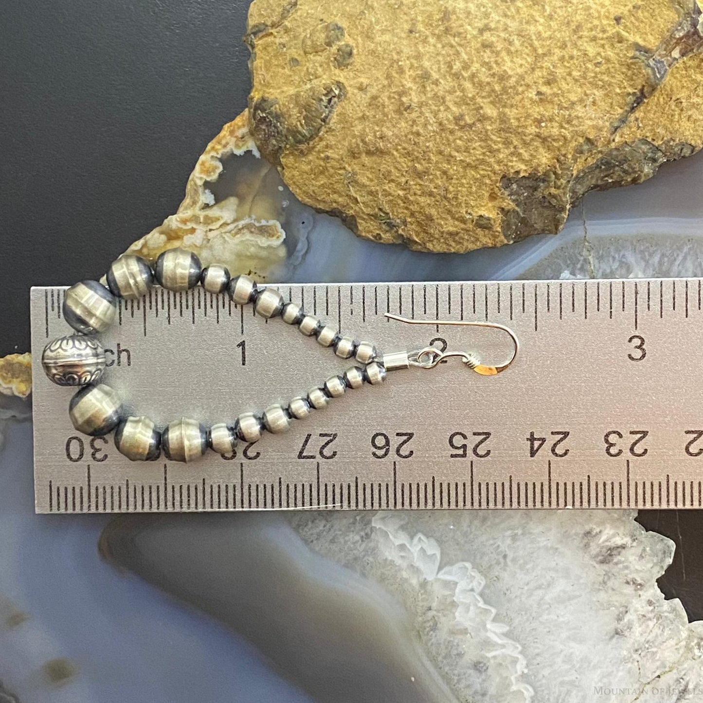 Navajo Pearl Bead Graduated 3-7 mm Sterling Hoop Dangle Earrings For Women