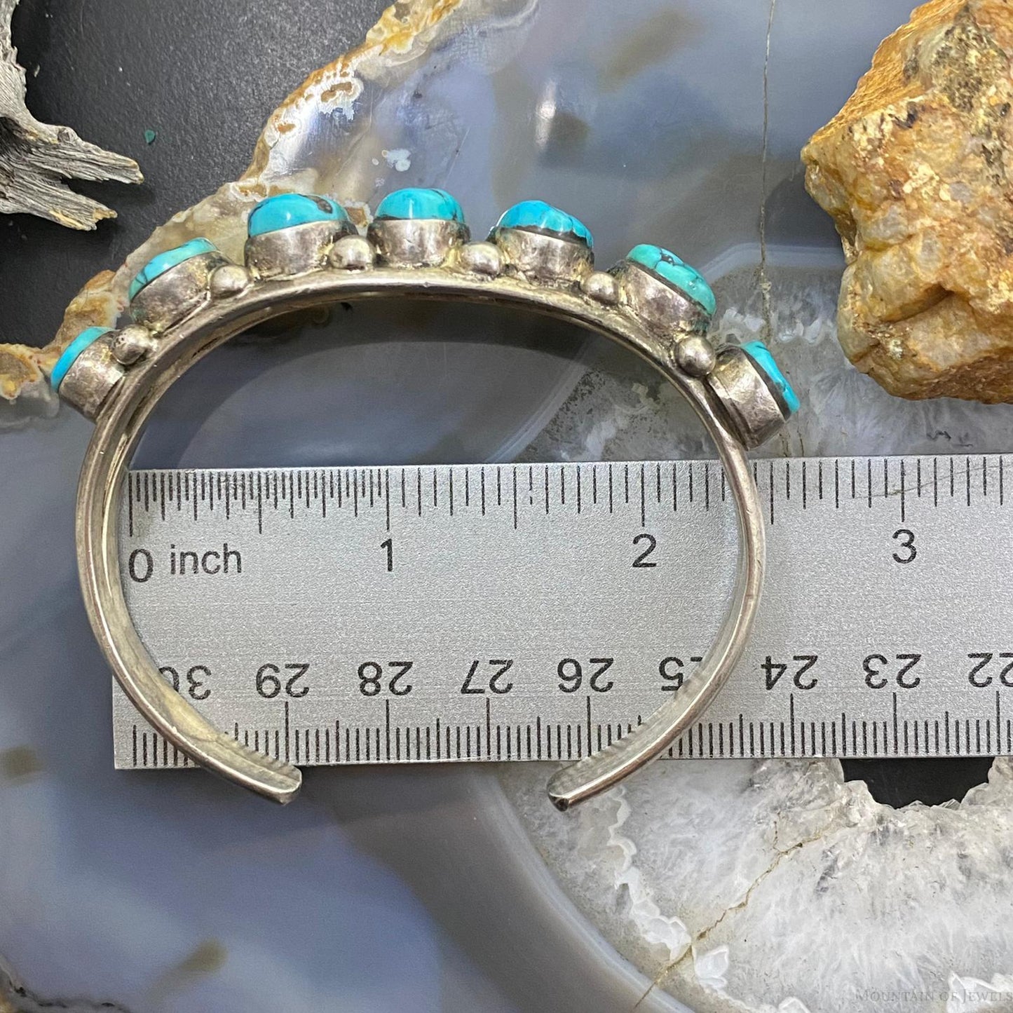 Ramona Loloma Vintage Native American Sterling Graduated Turquoise Bracelet