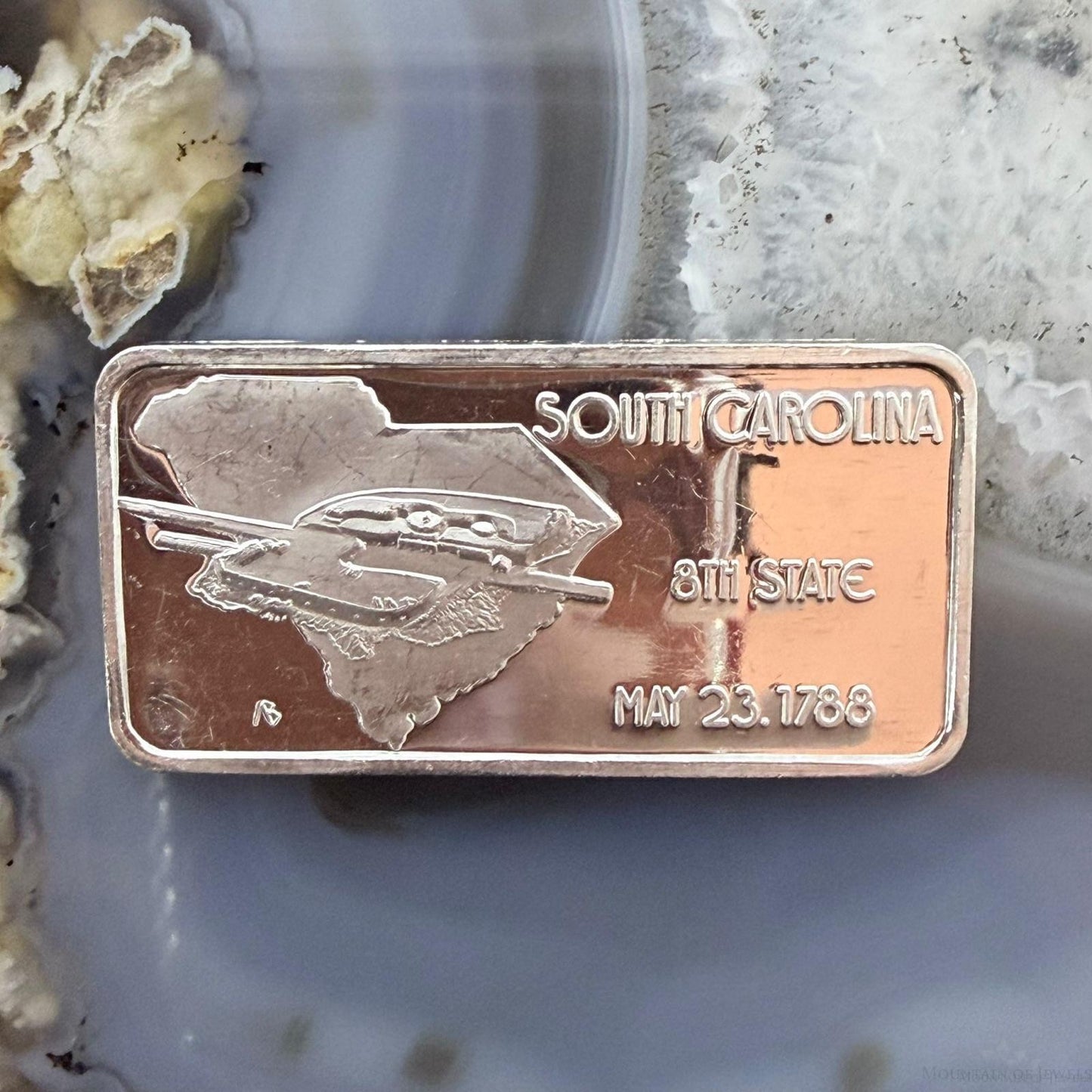 US 1 Troy Ounce of .999 Fine Silver Bar South Carolina The 8th State #102525-20