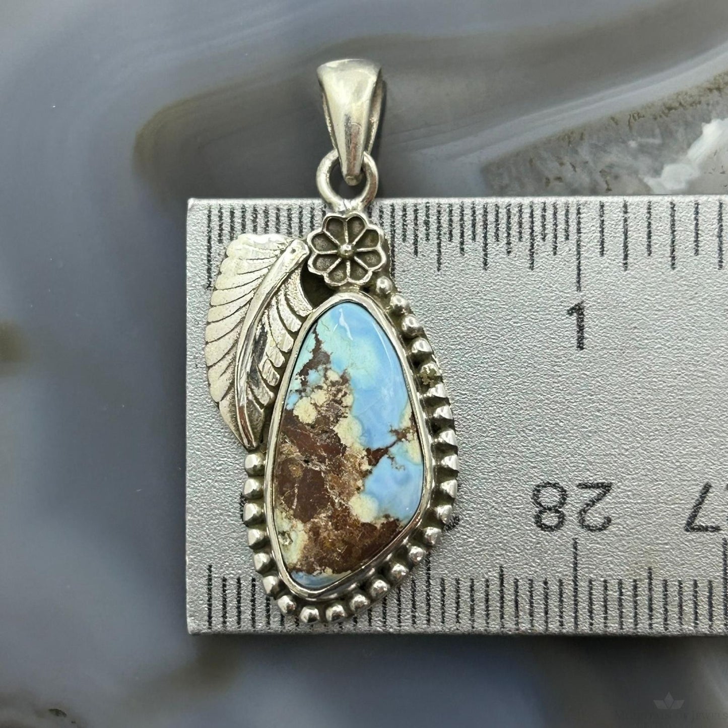Sterling Silver Southwestern Style Triangular Golden Hill Turquoise Pendant For Women