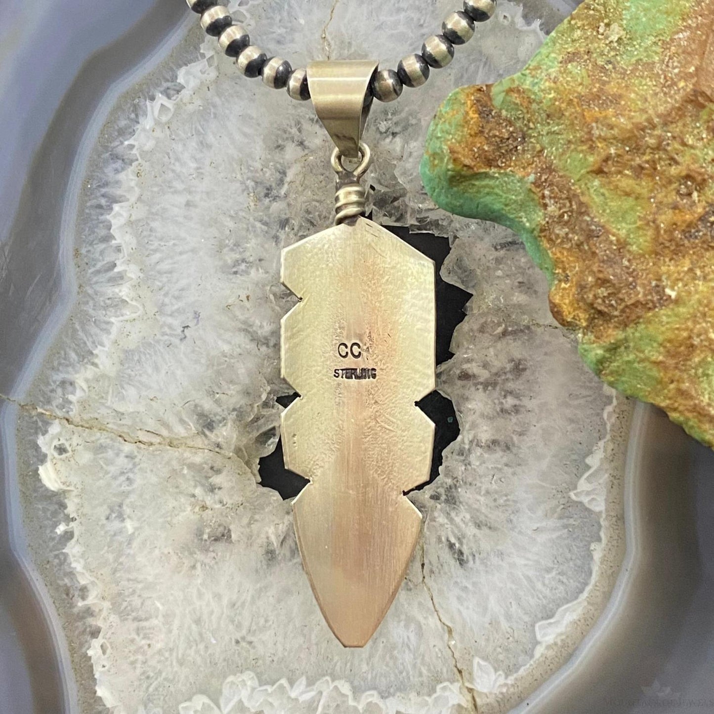 Chris Charley Native American Sterling Silver Feather Unisex Pendant