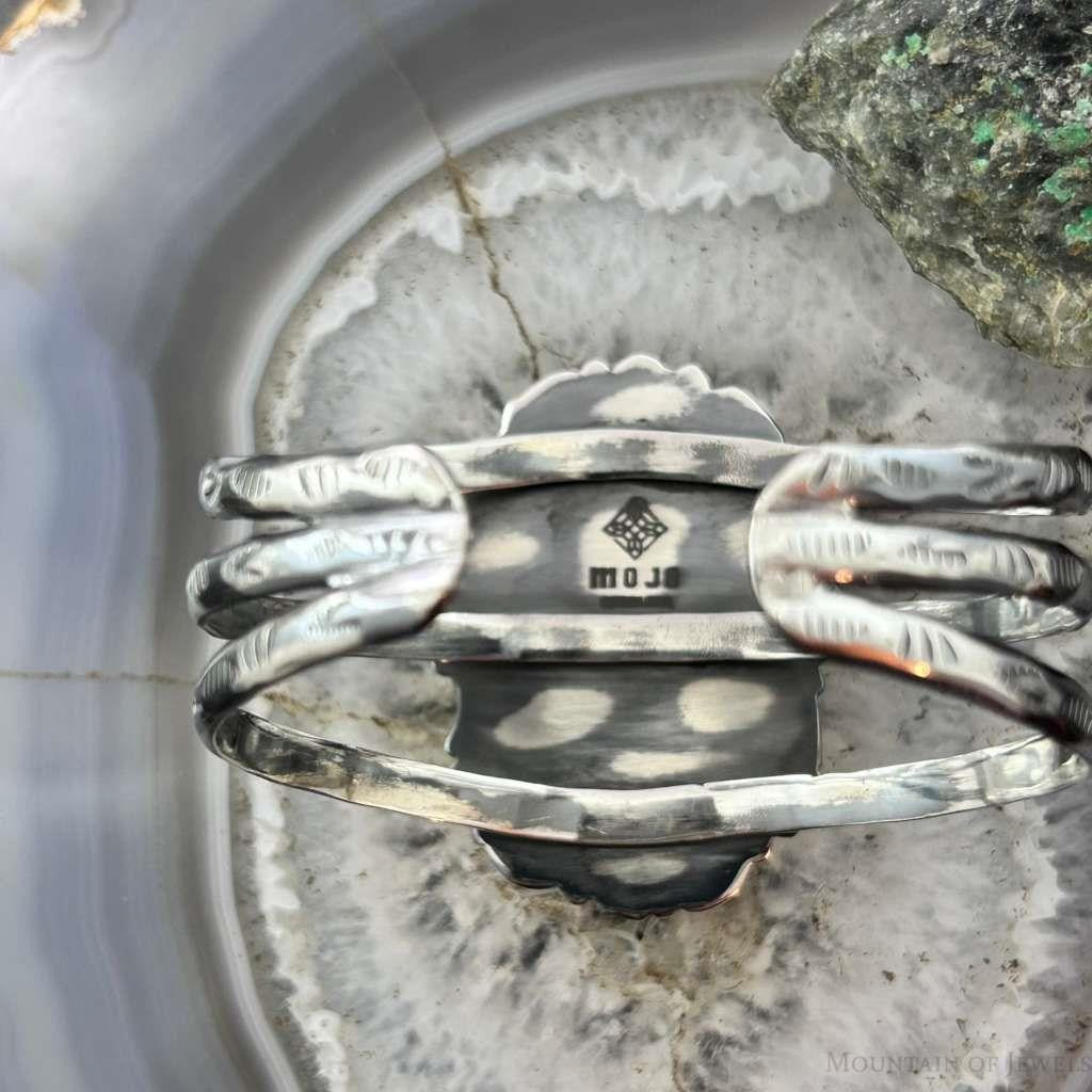 Sterling Silver Southwestern Style Large Oval Charoite Decorated Bracelet For Women