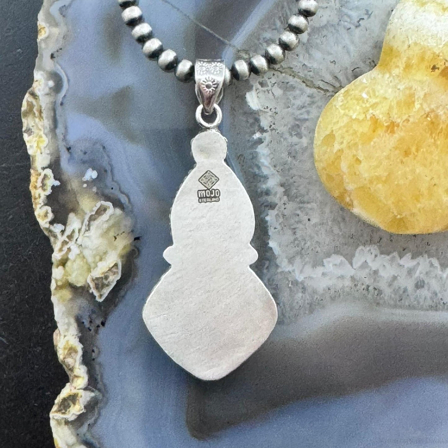Sterling Silver Southwestern Style 2 Turquoise Decorated Pendant For Women