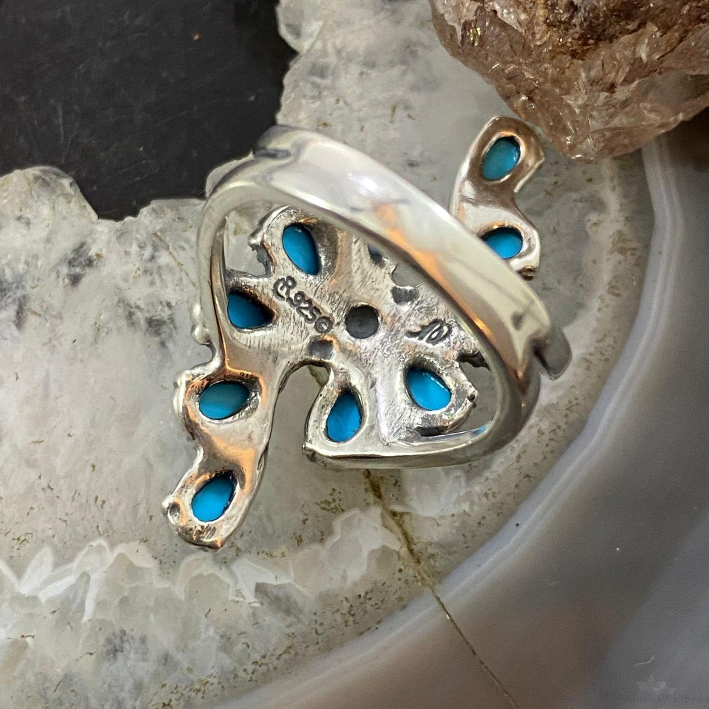 Carolyn Pollack Sterling Turquoise Cluster Decorated Ring Variety of Sizes