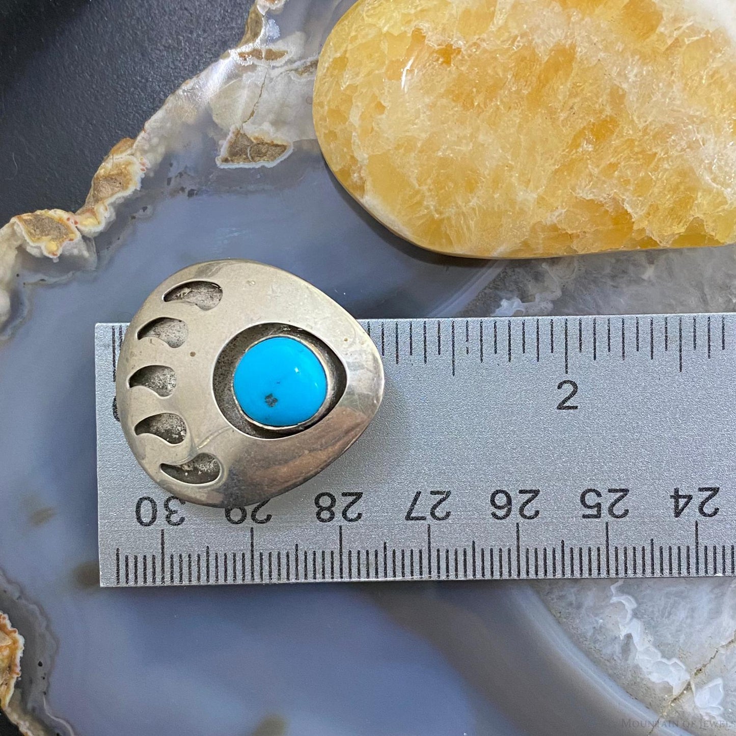 Vintage Native American Sterling Turquoise Shadow Box Bear Claw Stud Earrings