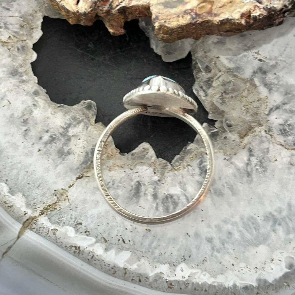 Sterling Silver Southwestern Style Teardrop Golden Hill Turquoise Adjustable Ring For Women