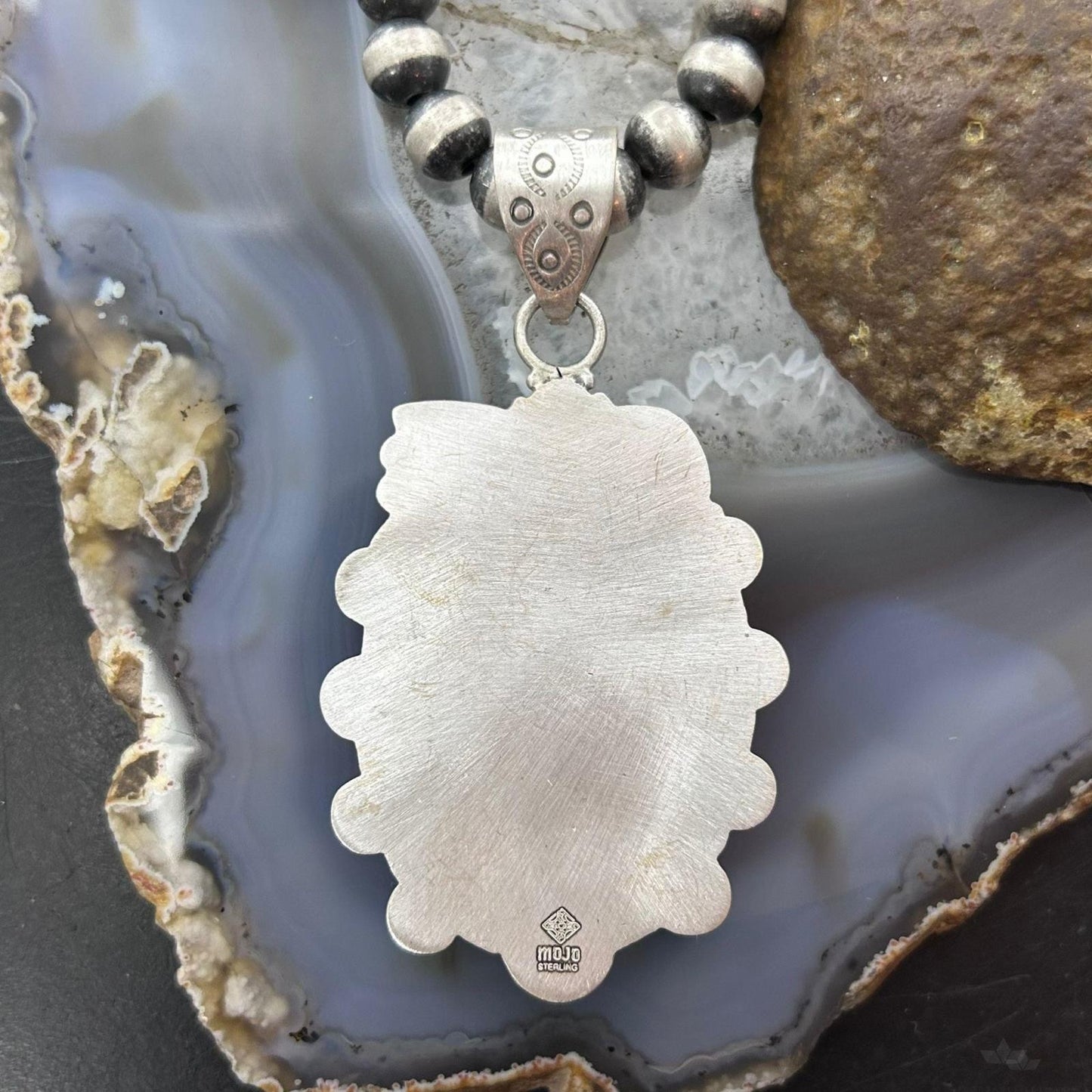 Sterling Silver Southwestern Style Oval Sediment Jasper Pendant For Women
