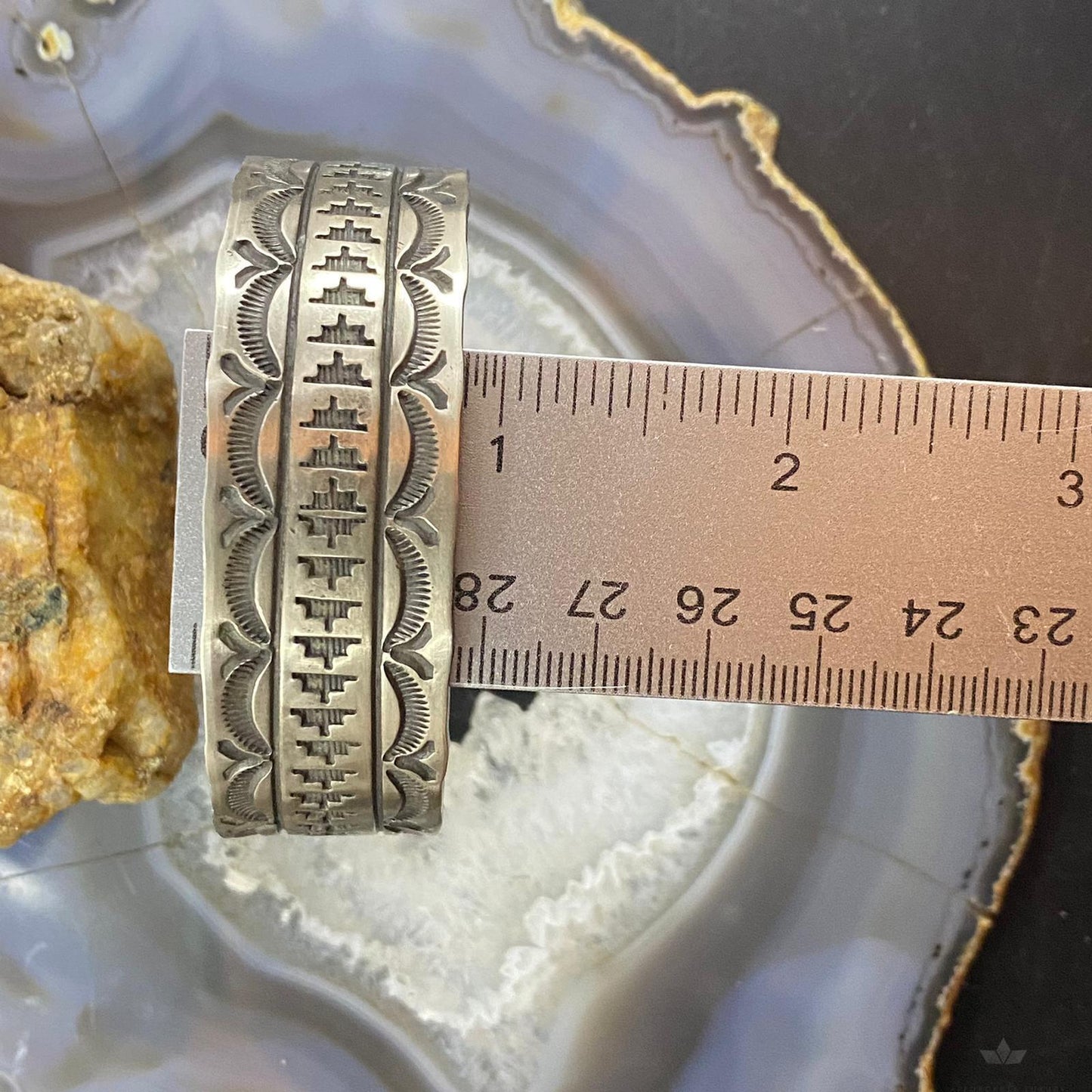 Rick Enriquez Native American Sterling Silver Stamped Bracelet For Men