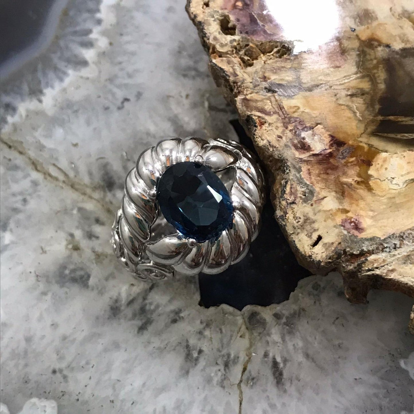 Carolyn Pollack Sterling Silver Oval Faceted London Blue Topaz Ring Size 8.25 For Women