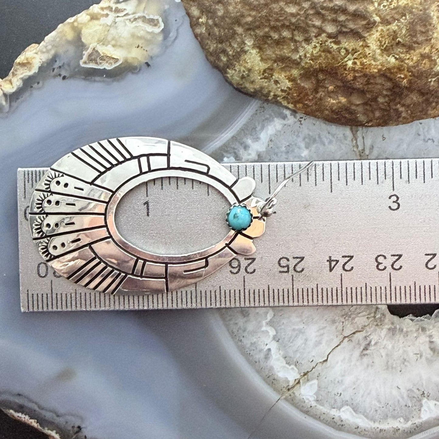 Tommy & Rosita Singer Sterling Silver Turquoise Dot Engraved Dangle Earrings For Women