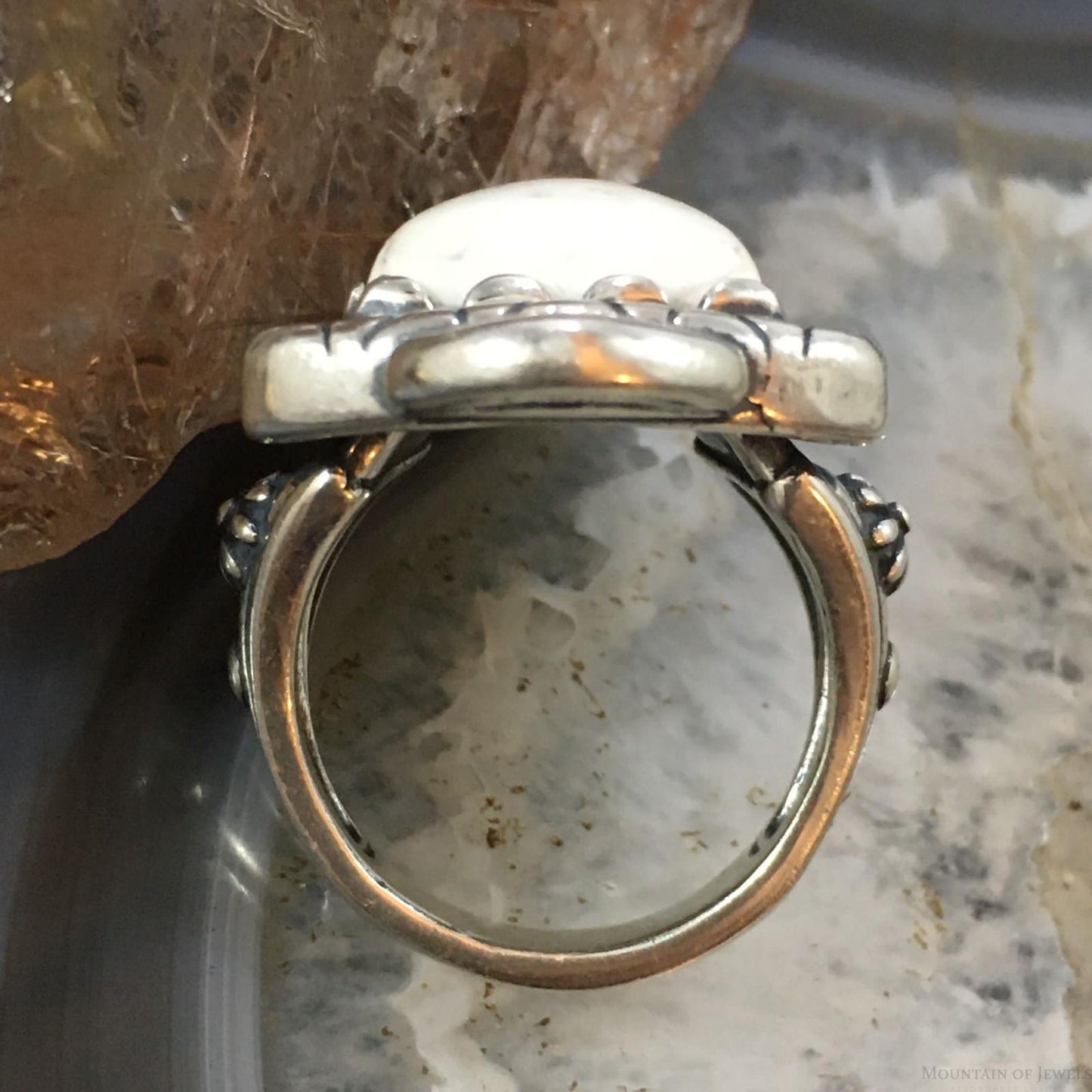 Carolyn Pollack Southwestern Style Sterling Silver Shield Howlite Ring For Women
