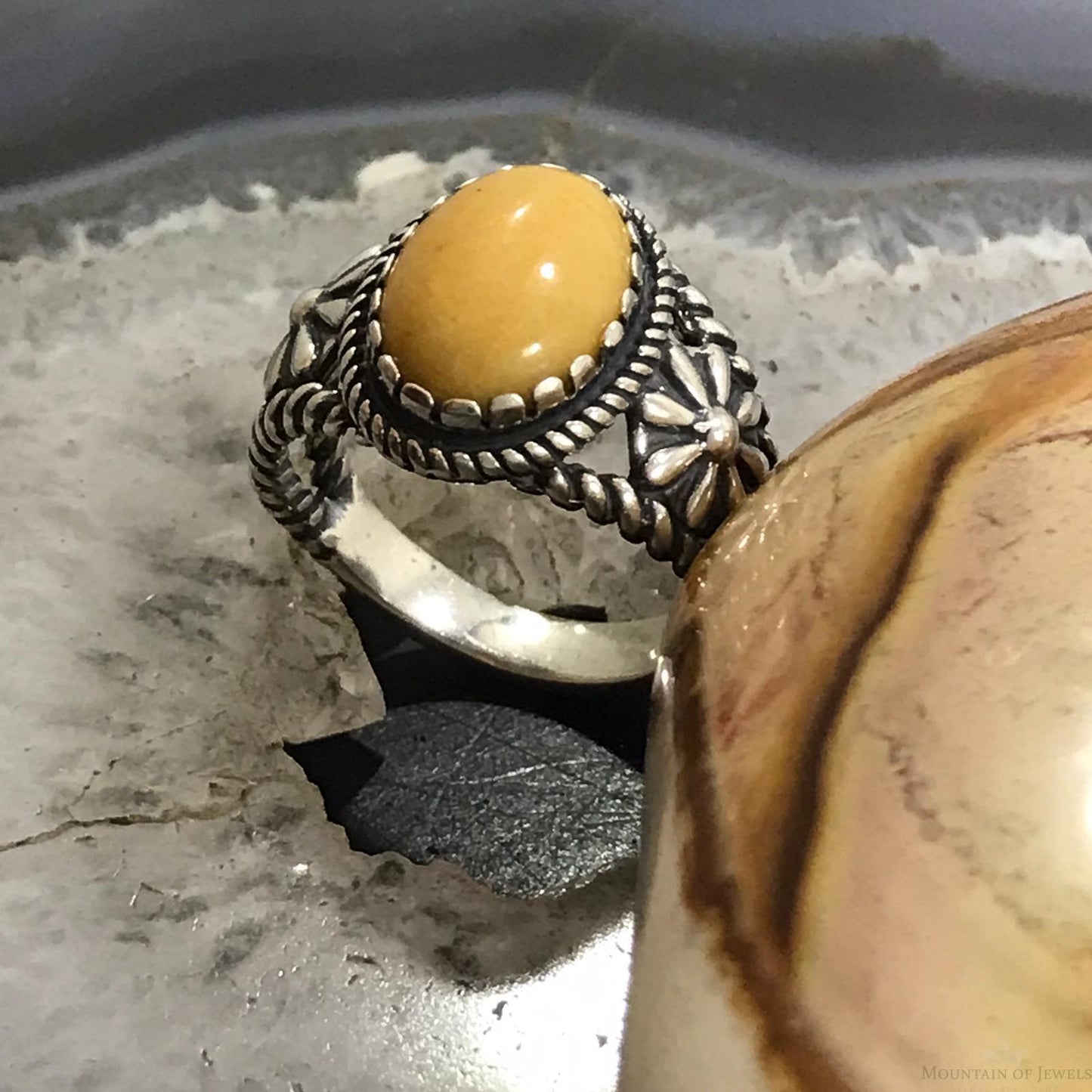 Carolyn Pollack Sterling Silver Oval Yellow Jasper Ring Size 10.25 For Women