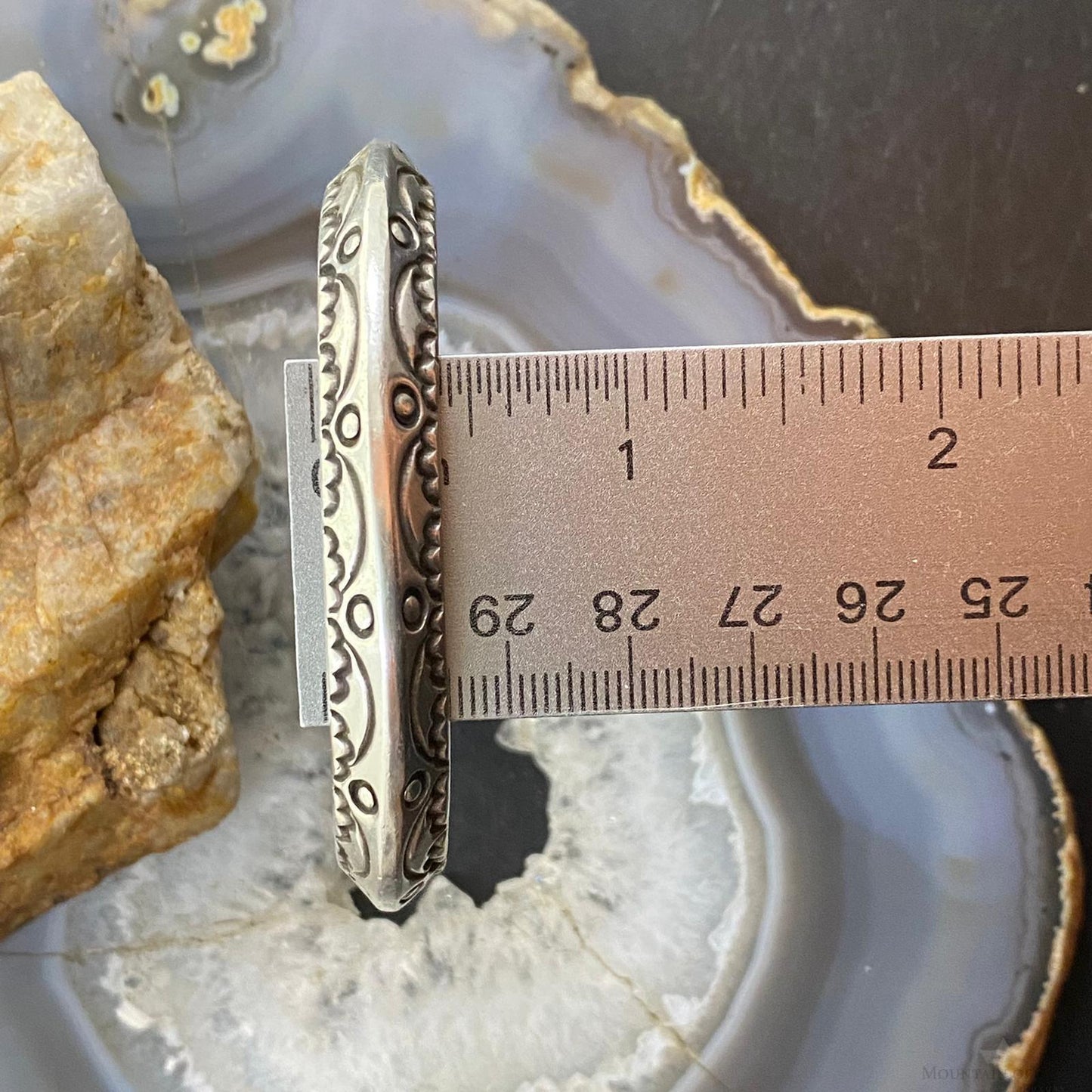 Vintage Signed Native American Sterling Silver Stamped Carinated Bracelet #1