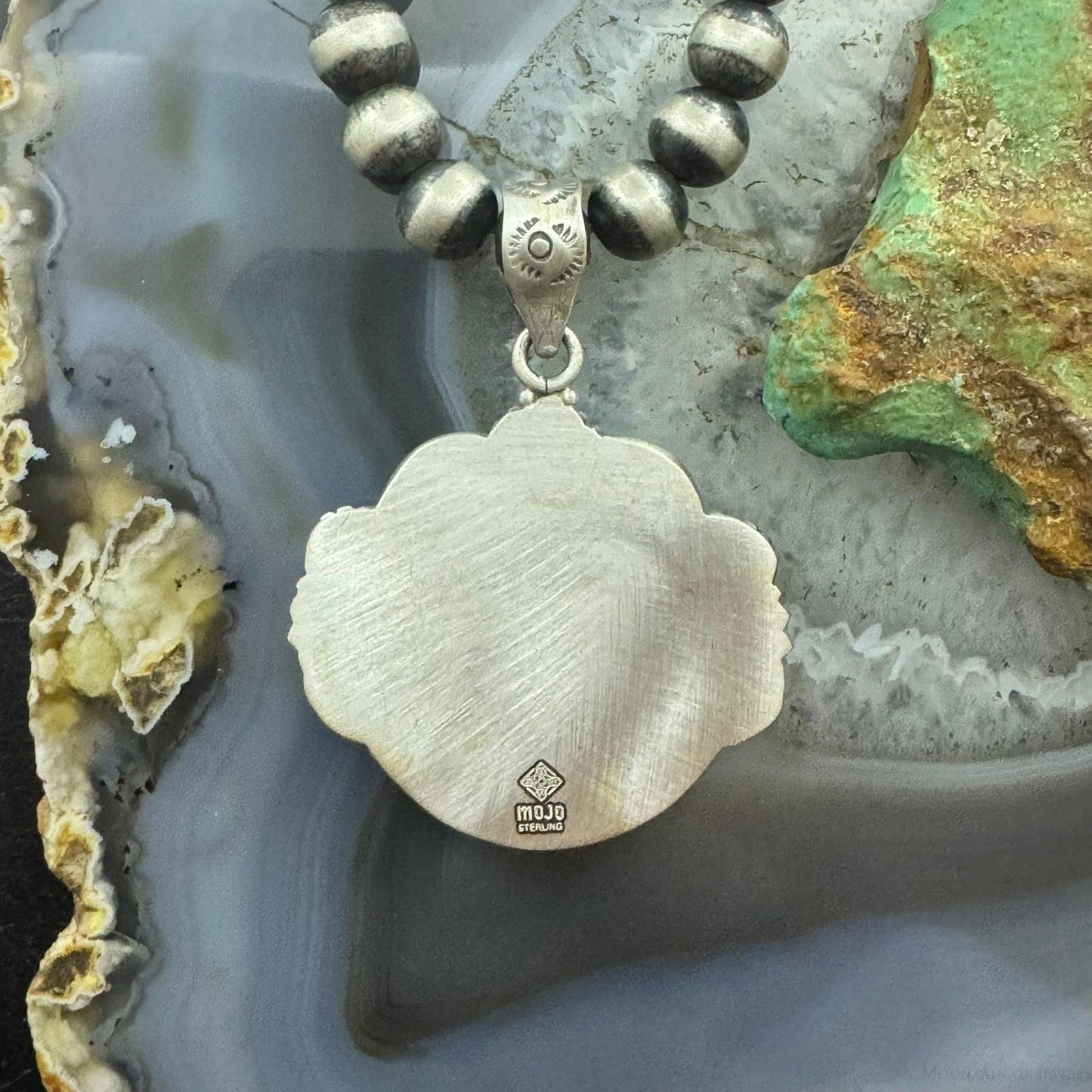 Sterling Silver Southwestern Style Round River Jasper Decorated Pendant For Women