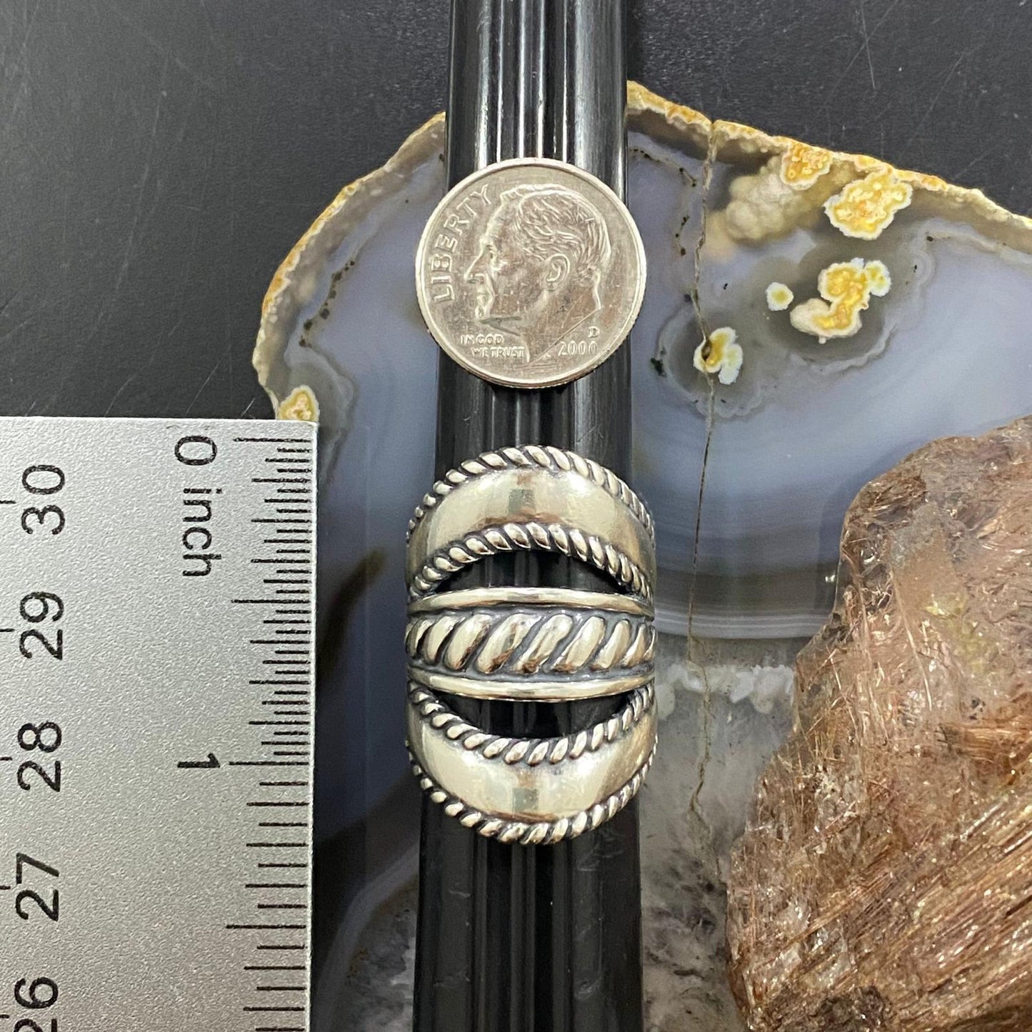 Carolyn Pollack Vintage Sterling Silver Decorated Ropes & Bands Ring For Women