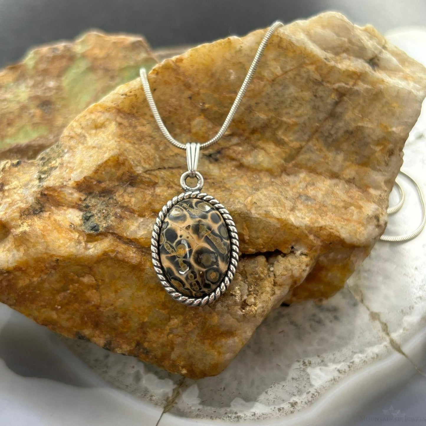 Carolyn Pollack Sterling Silver Picture Jasper Pendant with 16" Necklace For Women