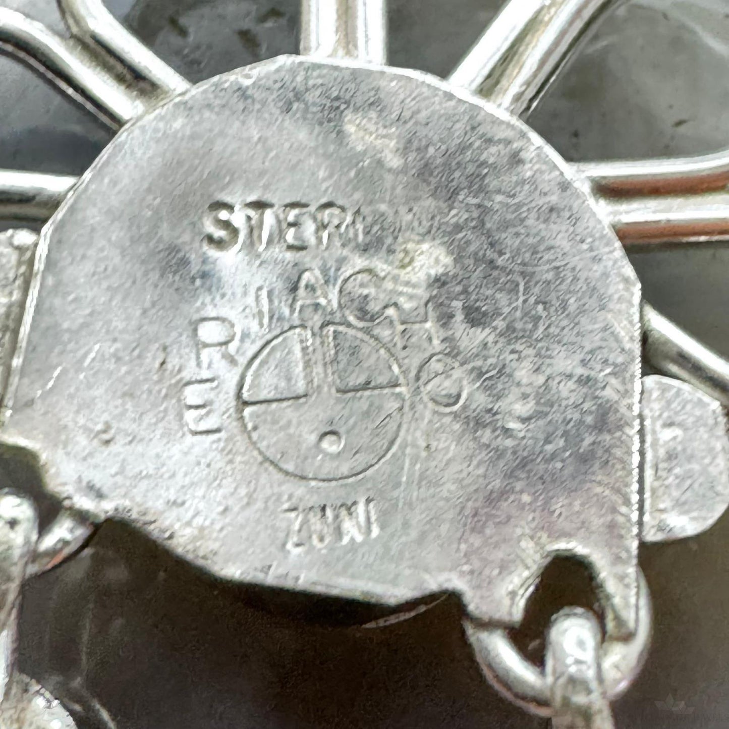 Ola Eriacho Zuni Sterling Silver Multistone Inlay Sunburst Pendant For Women