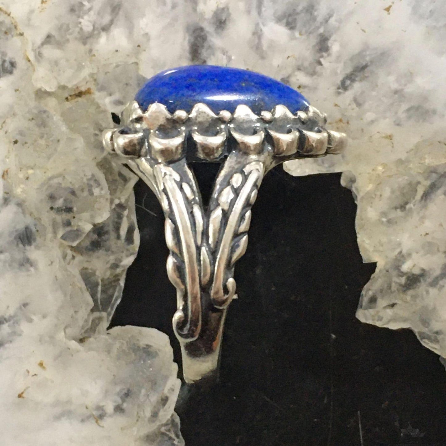Carolyn Pollack Sterling Silver Triangle Lapis Decorated Ring Size 5.25 & 8 For Women