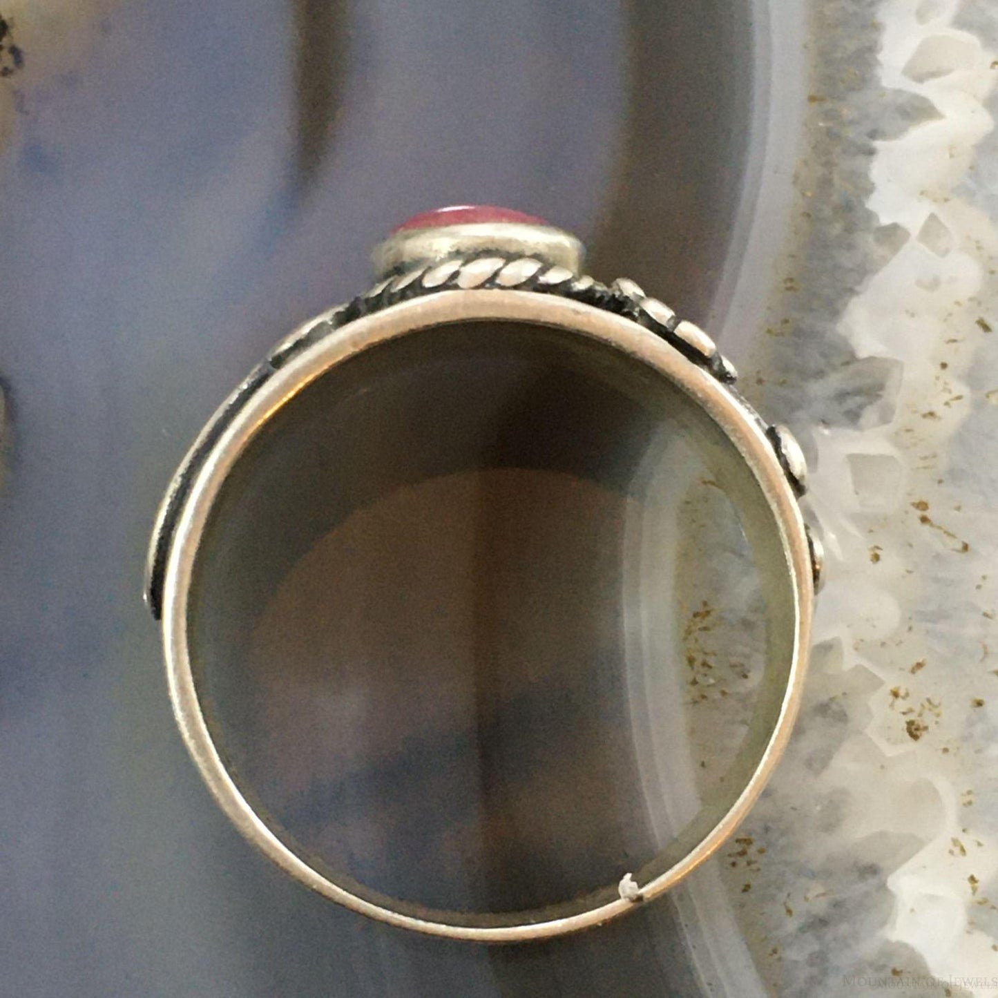 Carolyn Pollack Sterling Silver Oval Rhodonite Ring w/Size Variety For Women