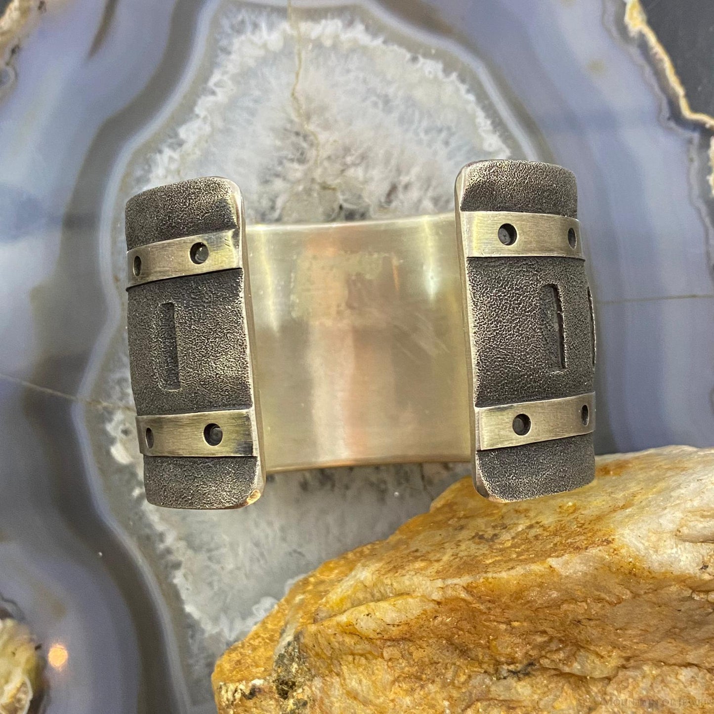 Dakota T. Willie Native American Sterling Silver Tufa Cast Wide Bracelet For Women
