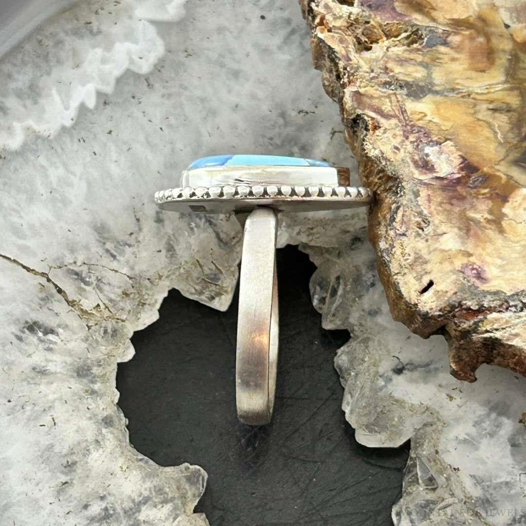 Sterling Silver Southwestern Style Teardrop Golden Hill Turquoise Adjustable Ring For Women