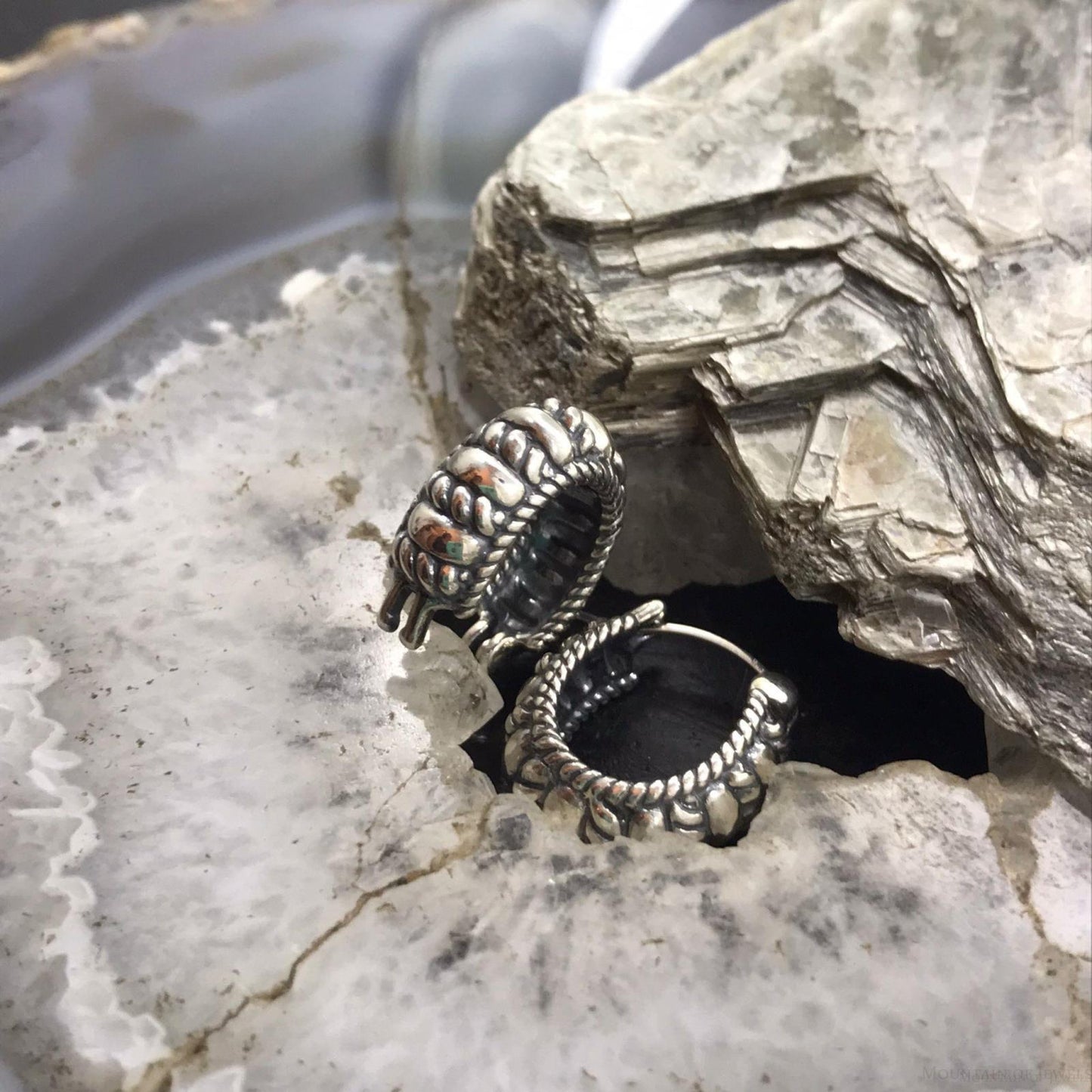 Carolyn Pollack Sterling Silver Medium Width Decorated Hoop Earrings For Women
