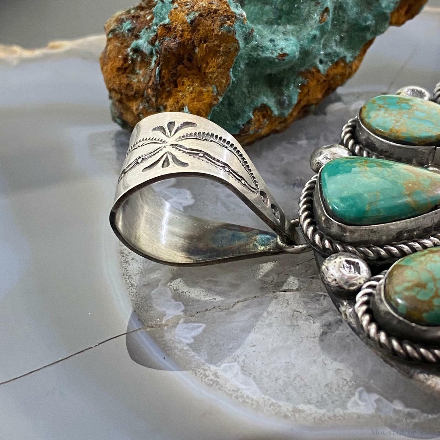 Alex Sanchez Sterling Silver Turquoise Large Naja Pendant Necklace