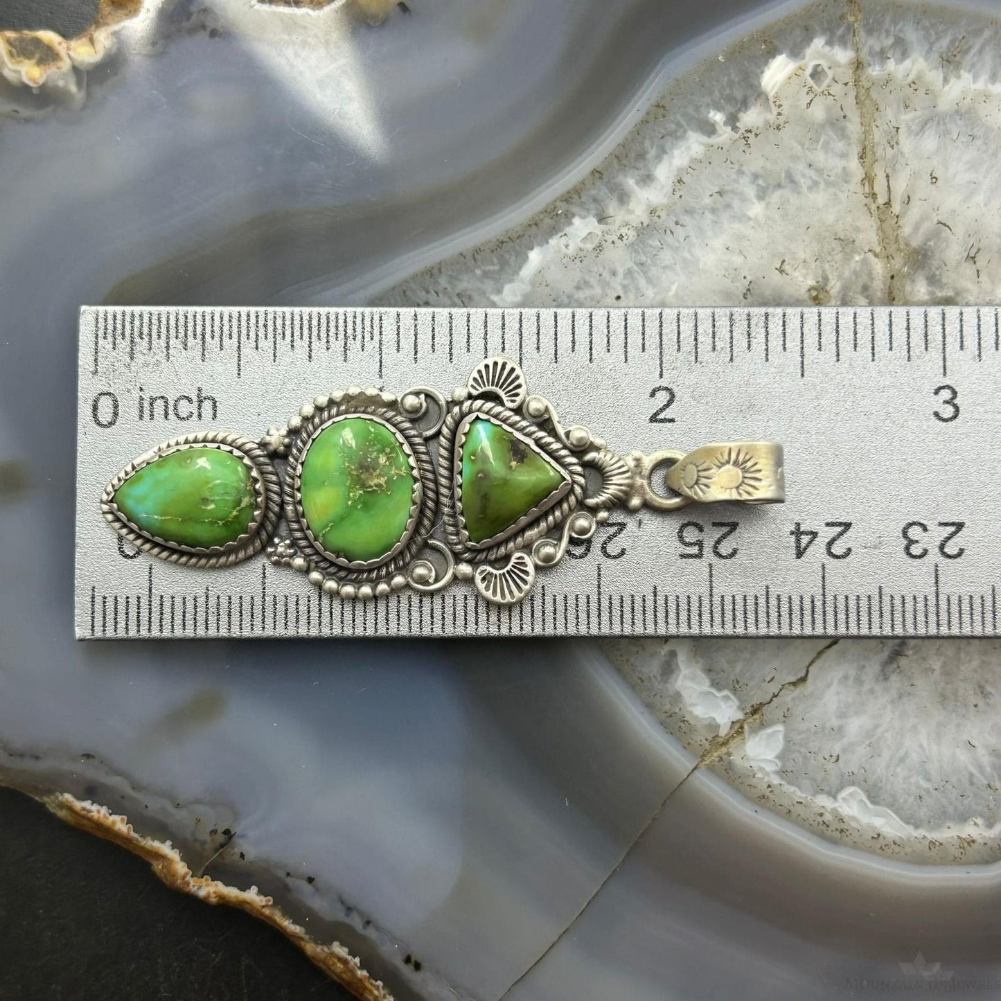 Sterling Silver Southwestern Style 3 Sonora Gold Turquoise Decorated Pendant For Women #2