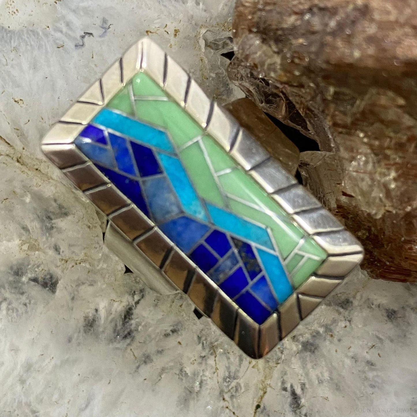 Carolyn Pollack Sterling Silver Multi Stone Inlay Bar Ring Variety of Sizes