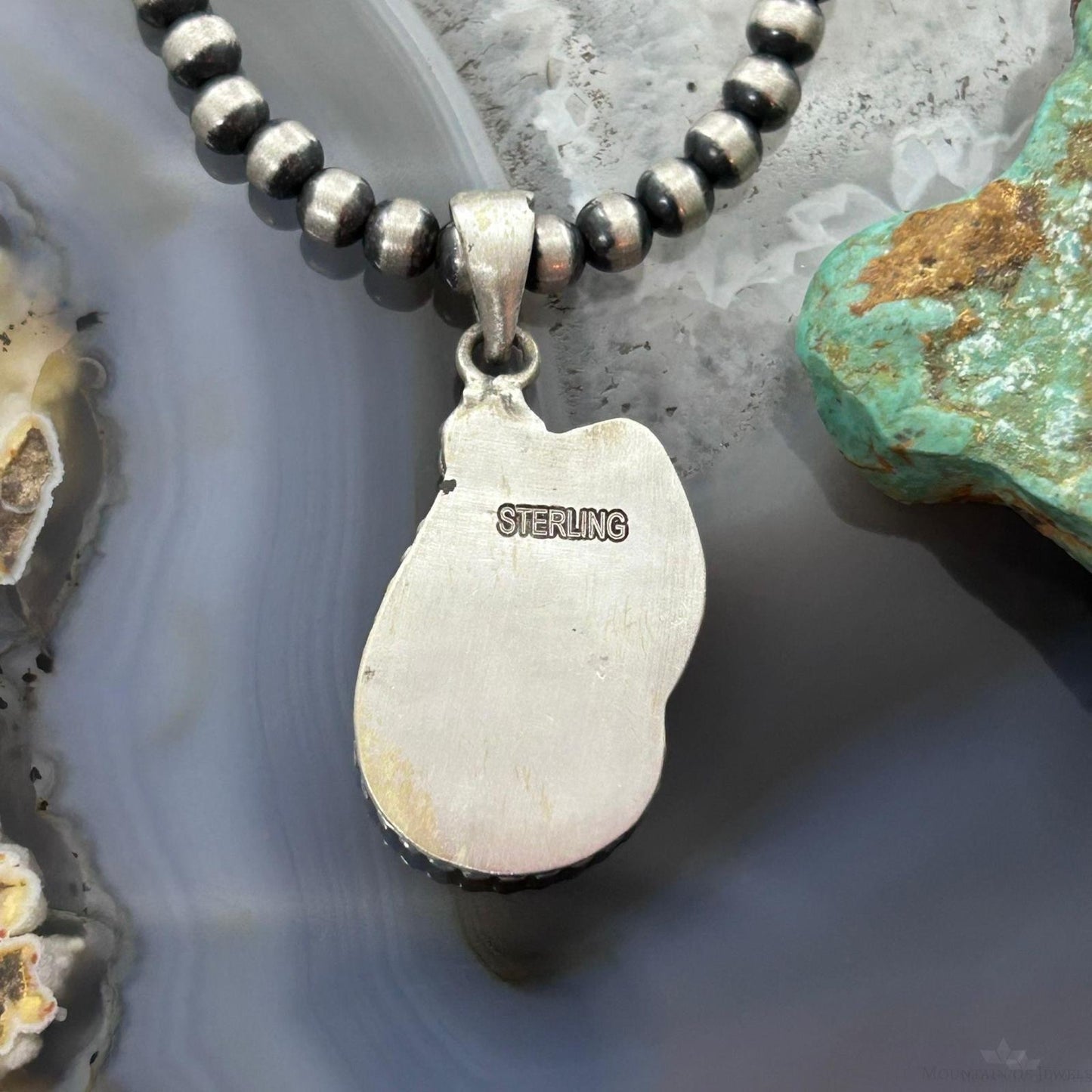 Sterling Silver Southwestern Style Teardrop Golden Hill Turquoise Leaves Pendant For Women #2