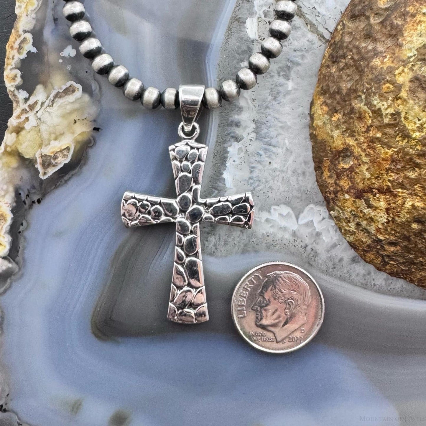Sterling Silver Southwestern Style Decorated Unisex Cross Pendant