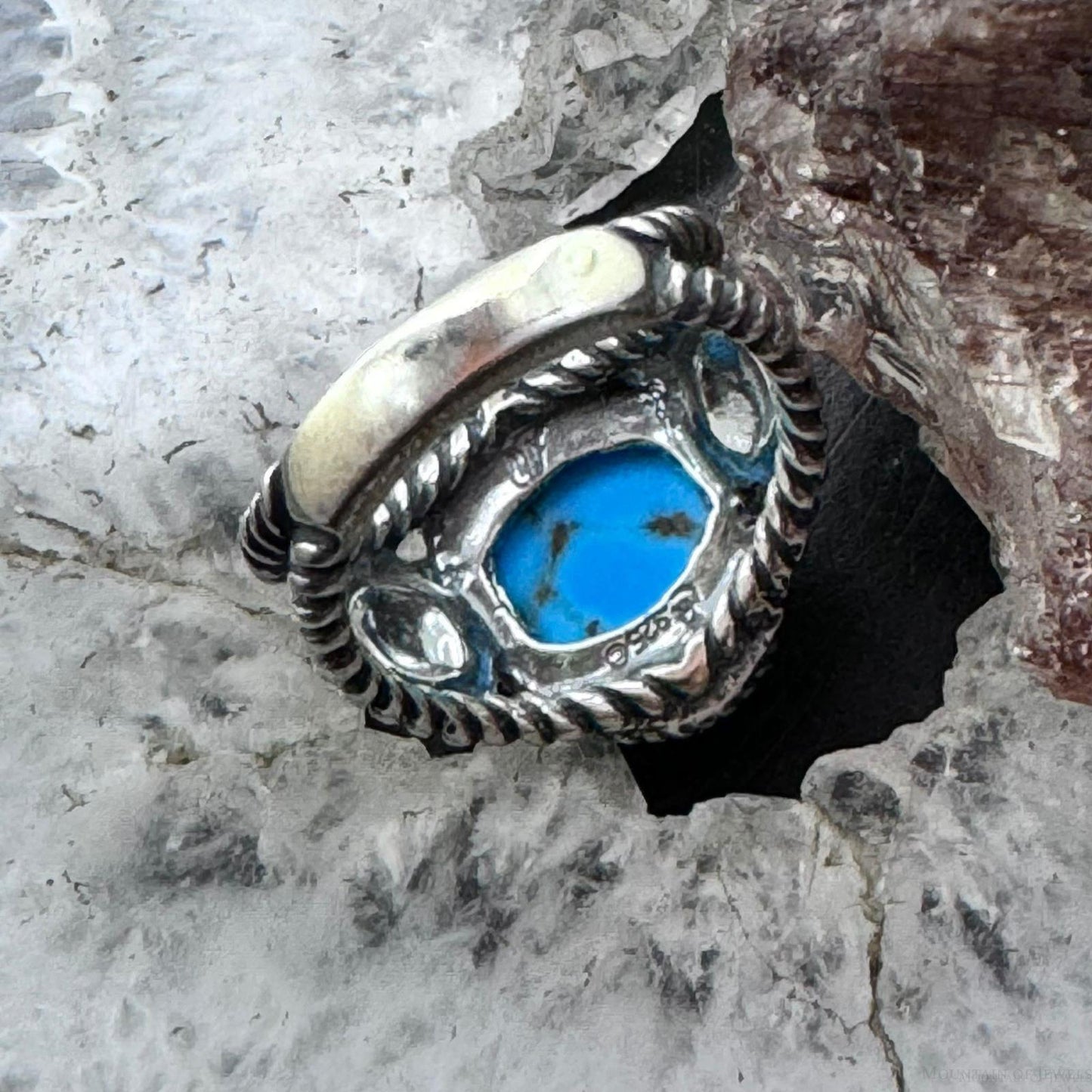 Carolyn Pollack Vintage Sterling Silver Oval Blue Turquoise Ring For Women