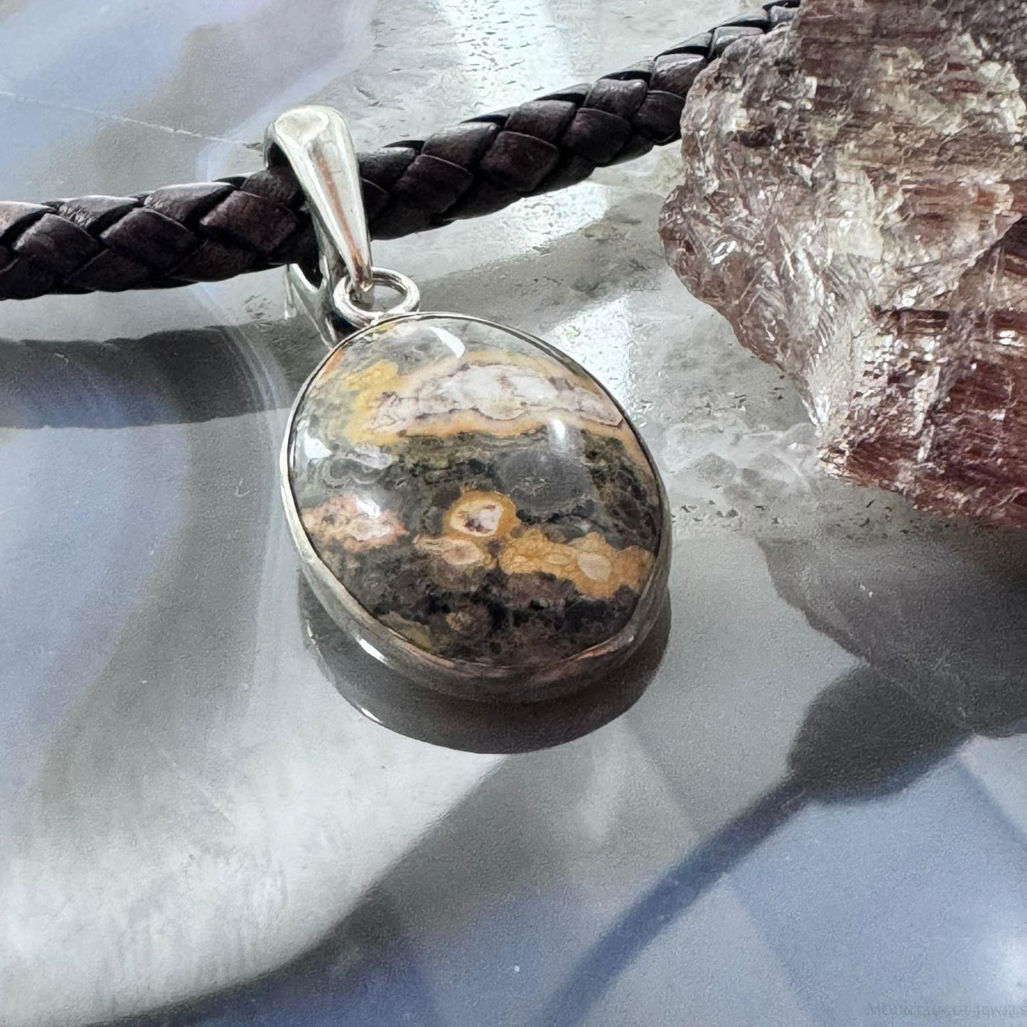Carolyn Pollack Vintage Sterling Silver Oval Jasper Enhancer Pendant For Women #1