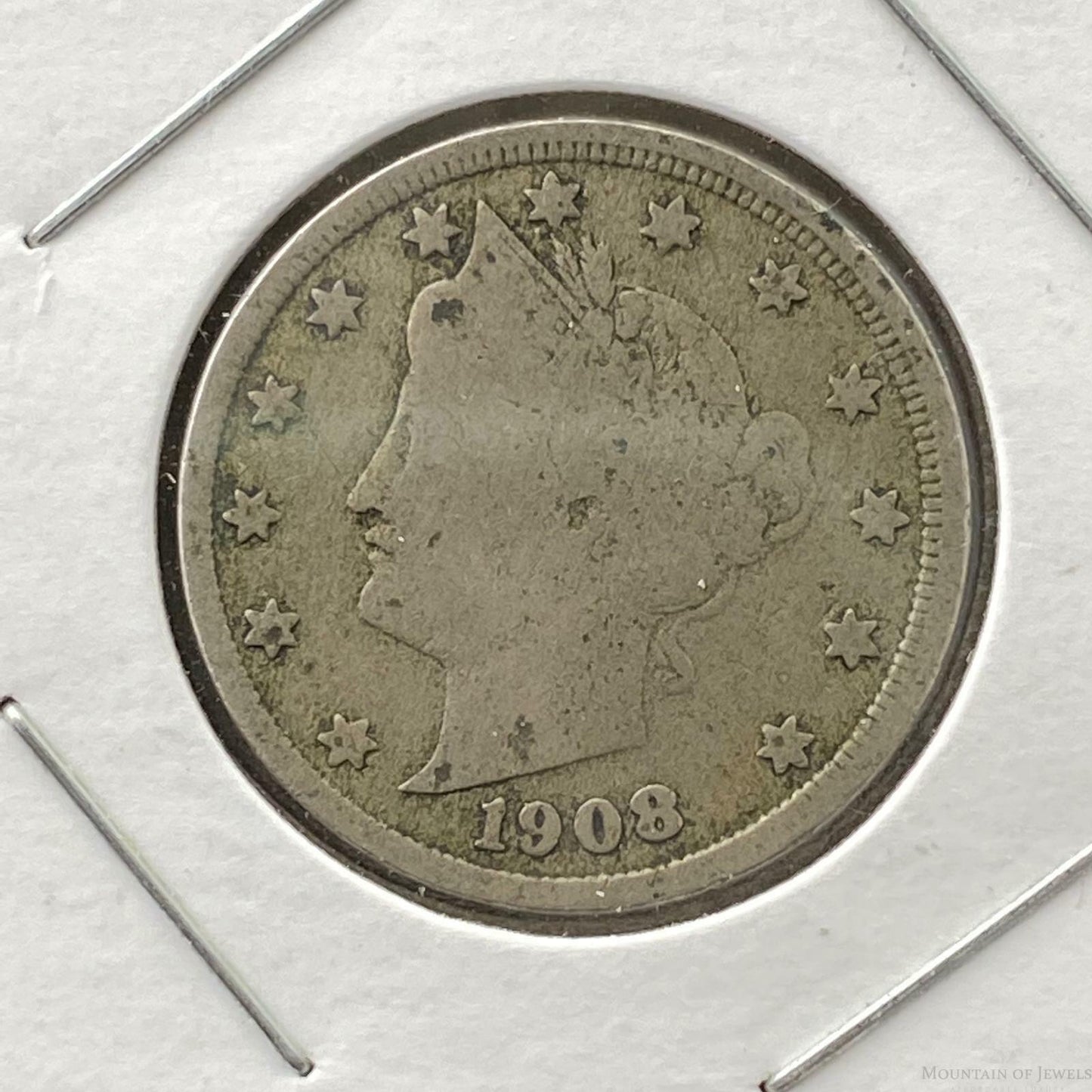 1908 US 5 Cents Liberty Head Nickel Antique Collectible Coin #92920-15
